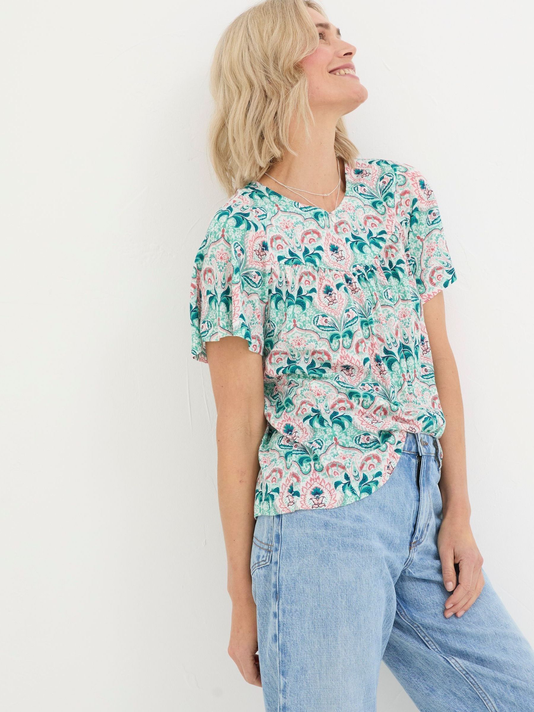Jade Green Mirrored Paisley Top - Image 3 of 6