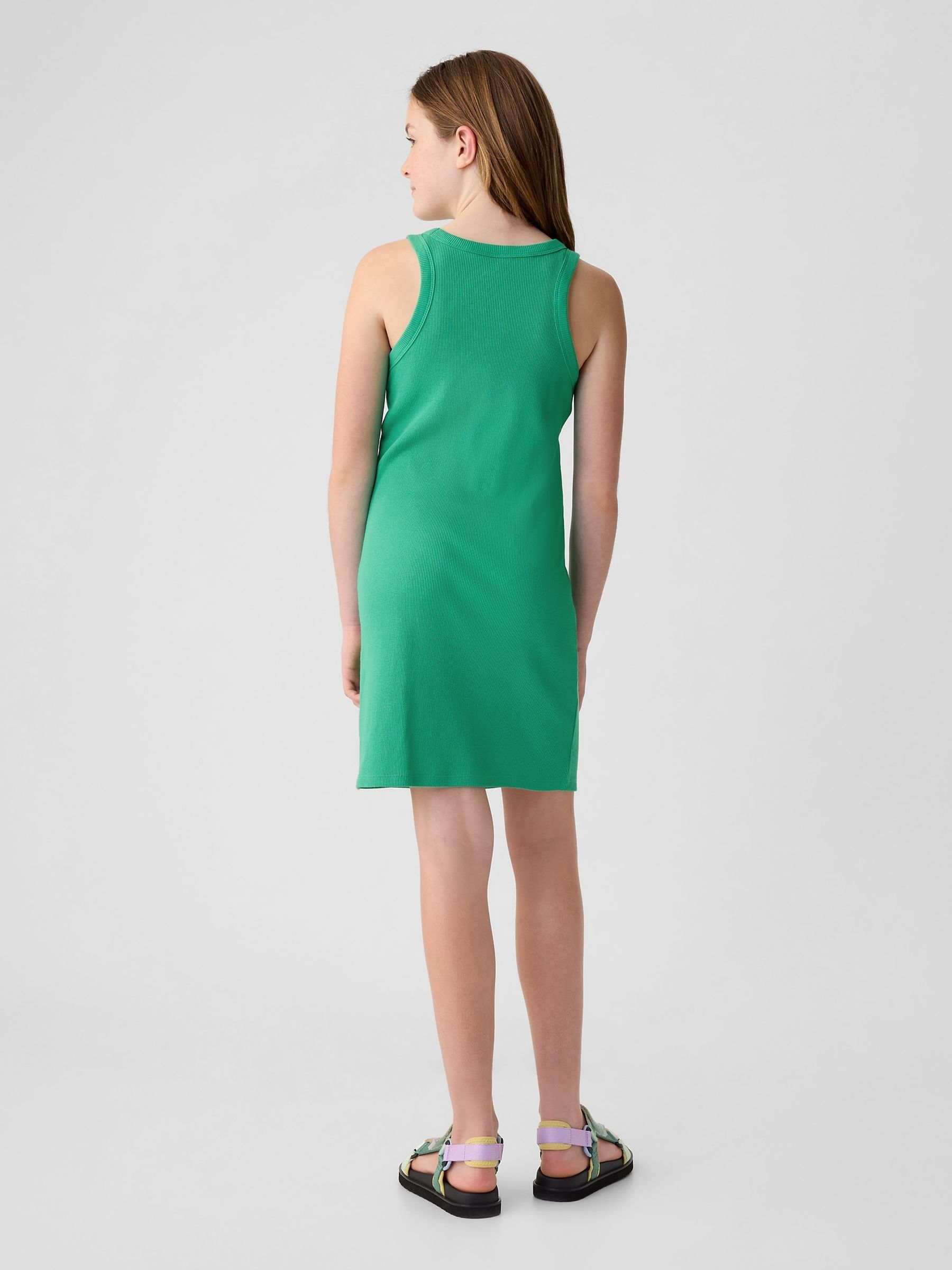 Green Cotton Ribbed Tank Dress (4-13yrs) - Image 2 of 3