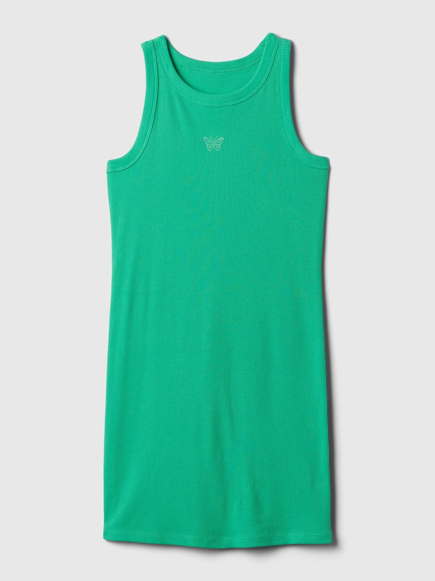 Green Cotton Ribbed Tank Dress (4-13yrs) - Image 3 of 3