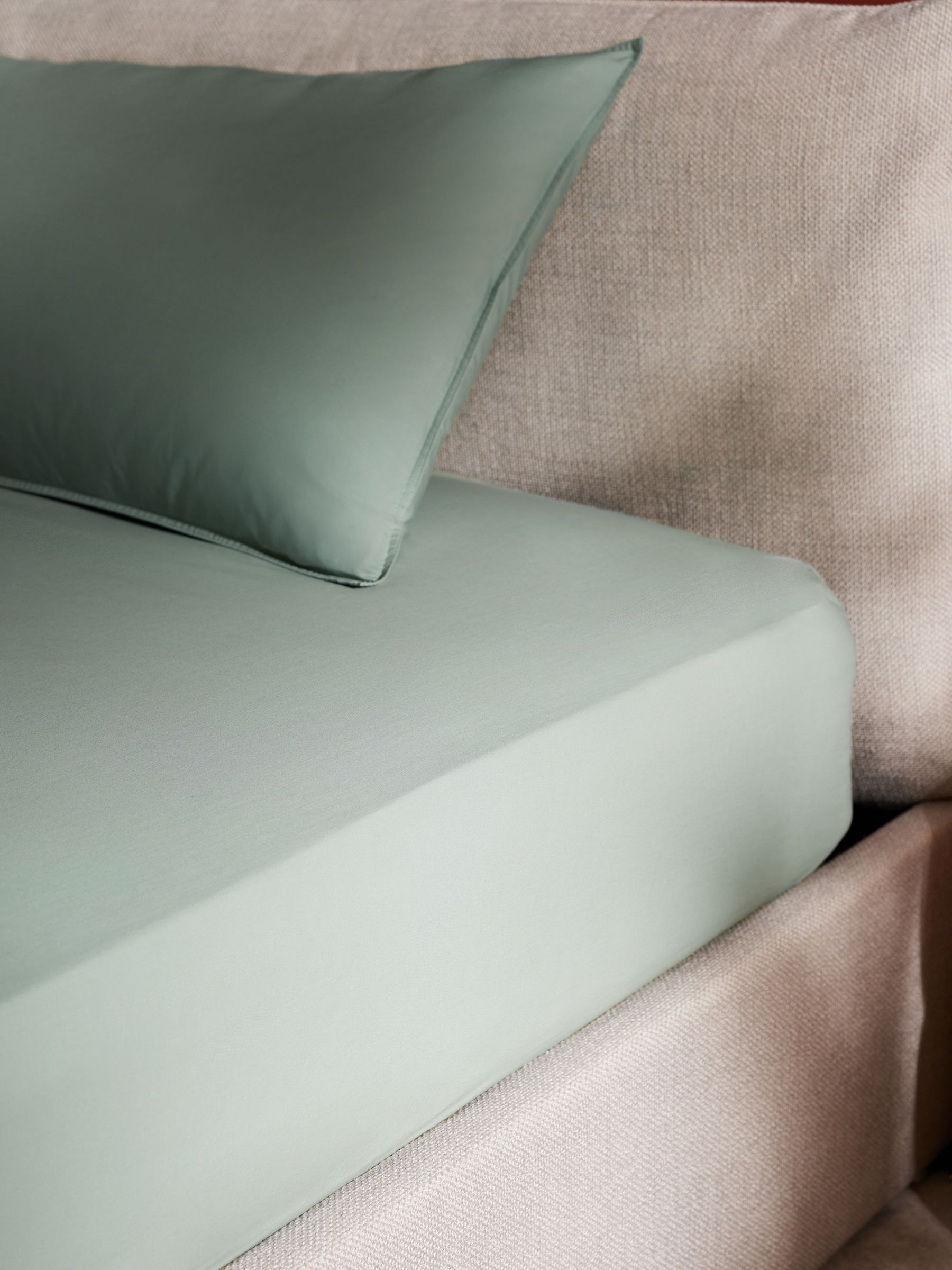 Extra Deep Fitted Cosy Washed Cotton Extra Deep Fitted Sheet in Sage Green - Image 1 of 3