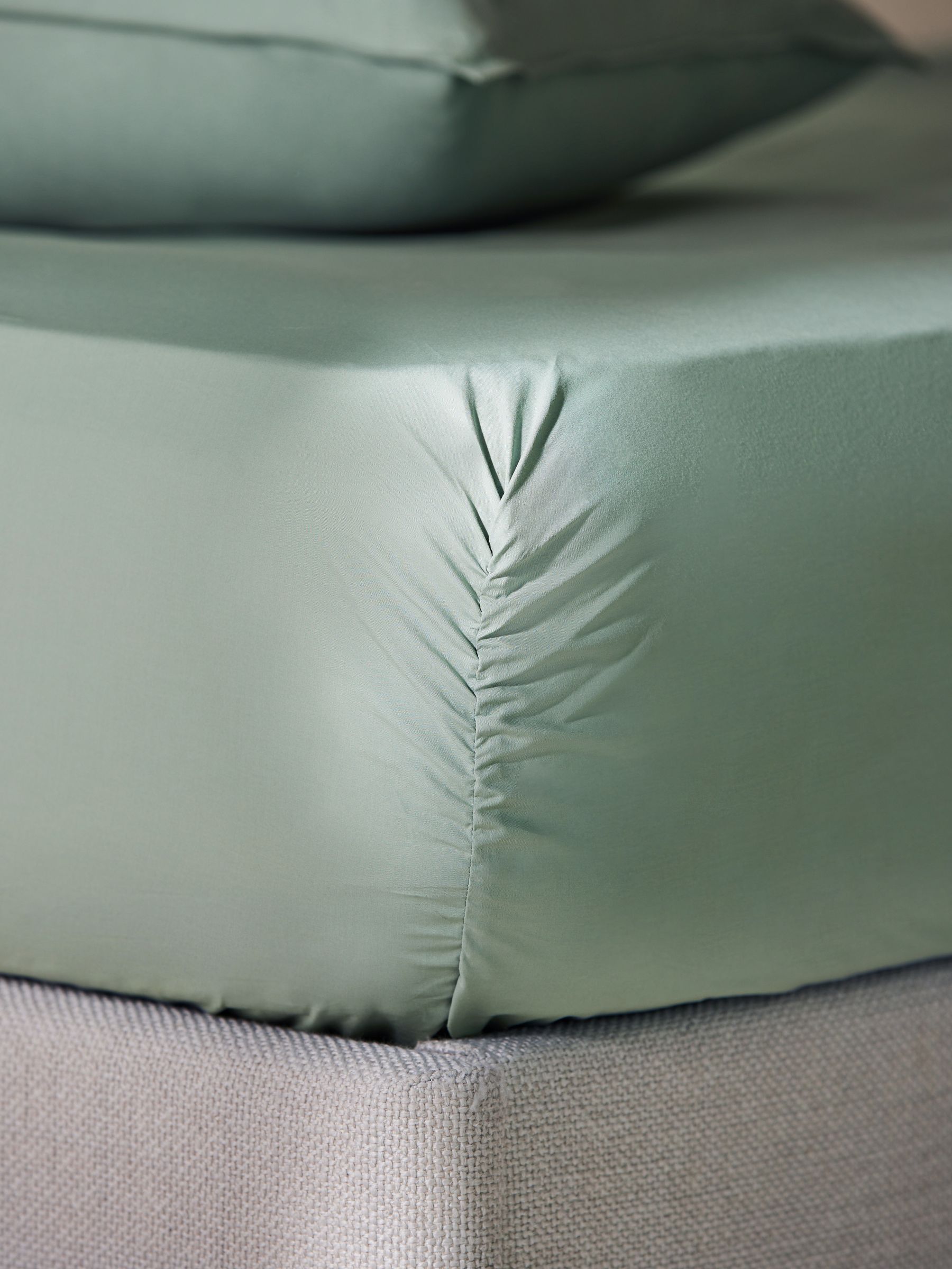 Extra Deep Fitted Cosy Washed Cotton Extra Deep Fitted Sheet in Sage Green - Image 3 of 3
