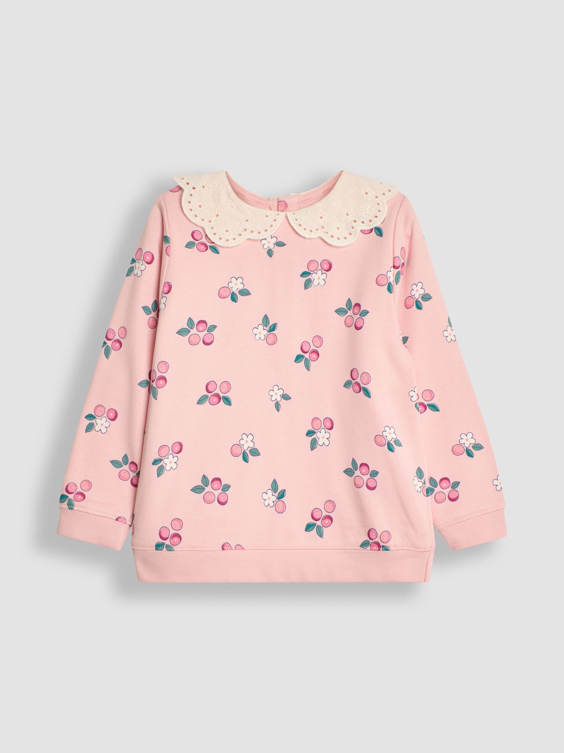 Pink Berry Broderie Collar Sweatshirt - Image 1 of 3