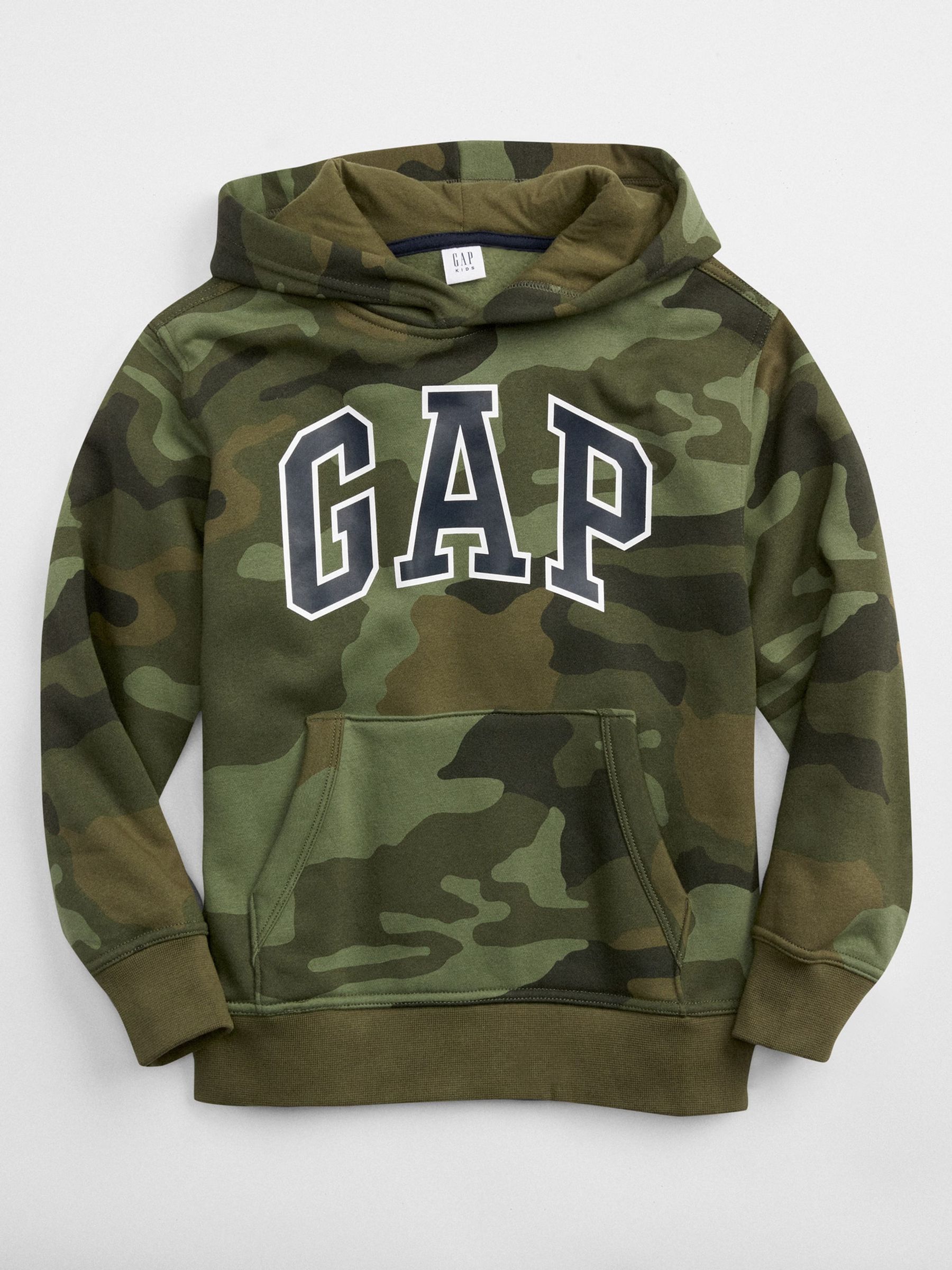 Green Camouflage Logo Pullover Hoodie (4-13yrs) | Gap