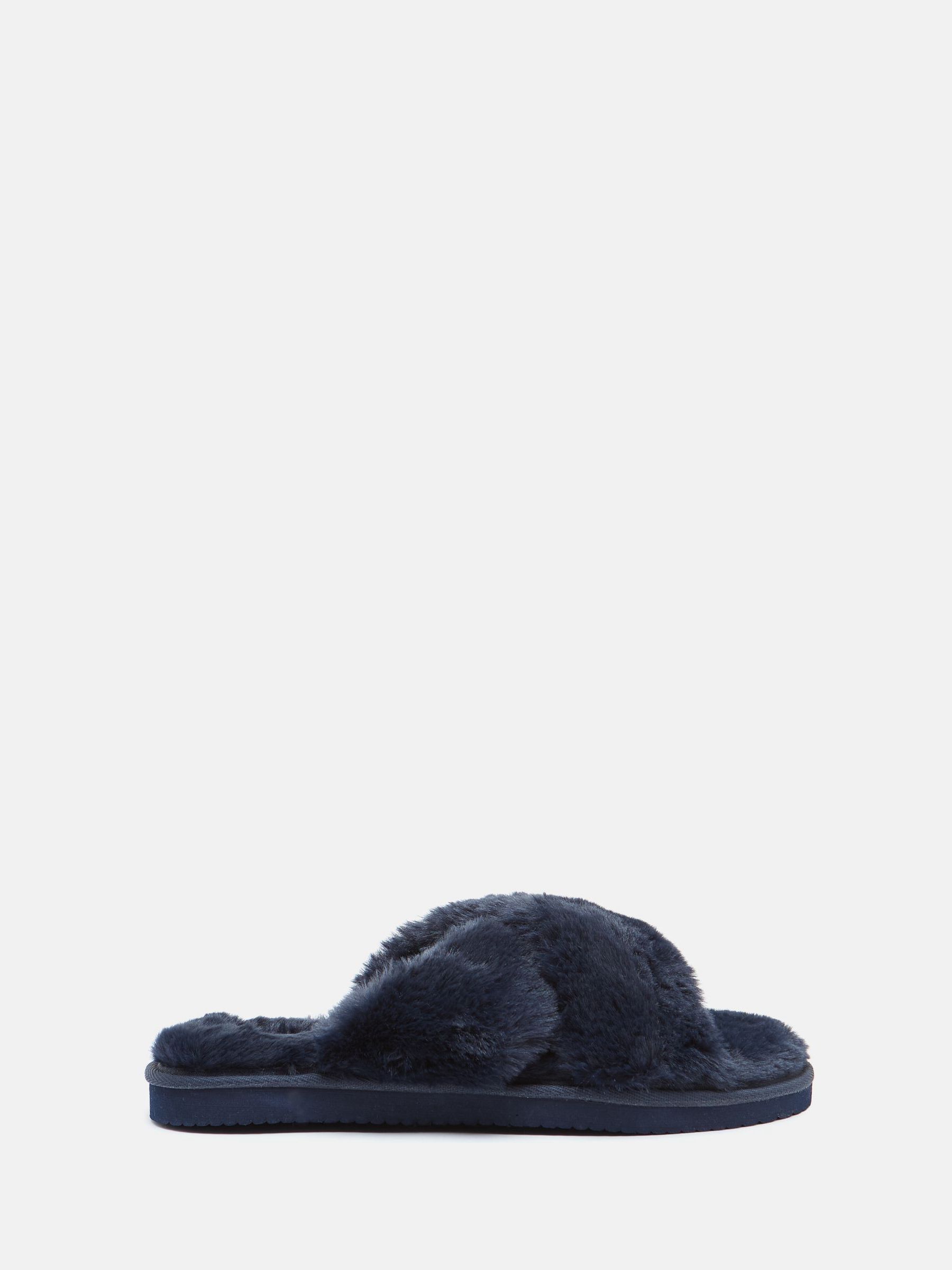 Romilly Navy Faux Fur Slippers - Image 2 of 5