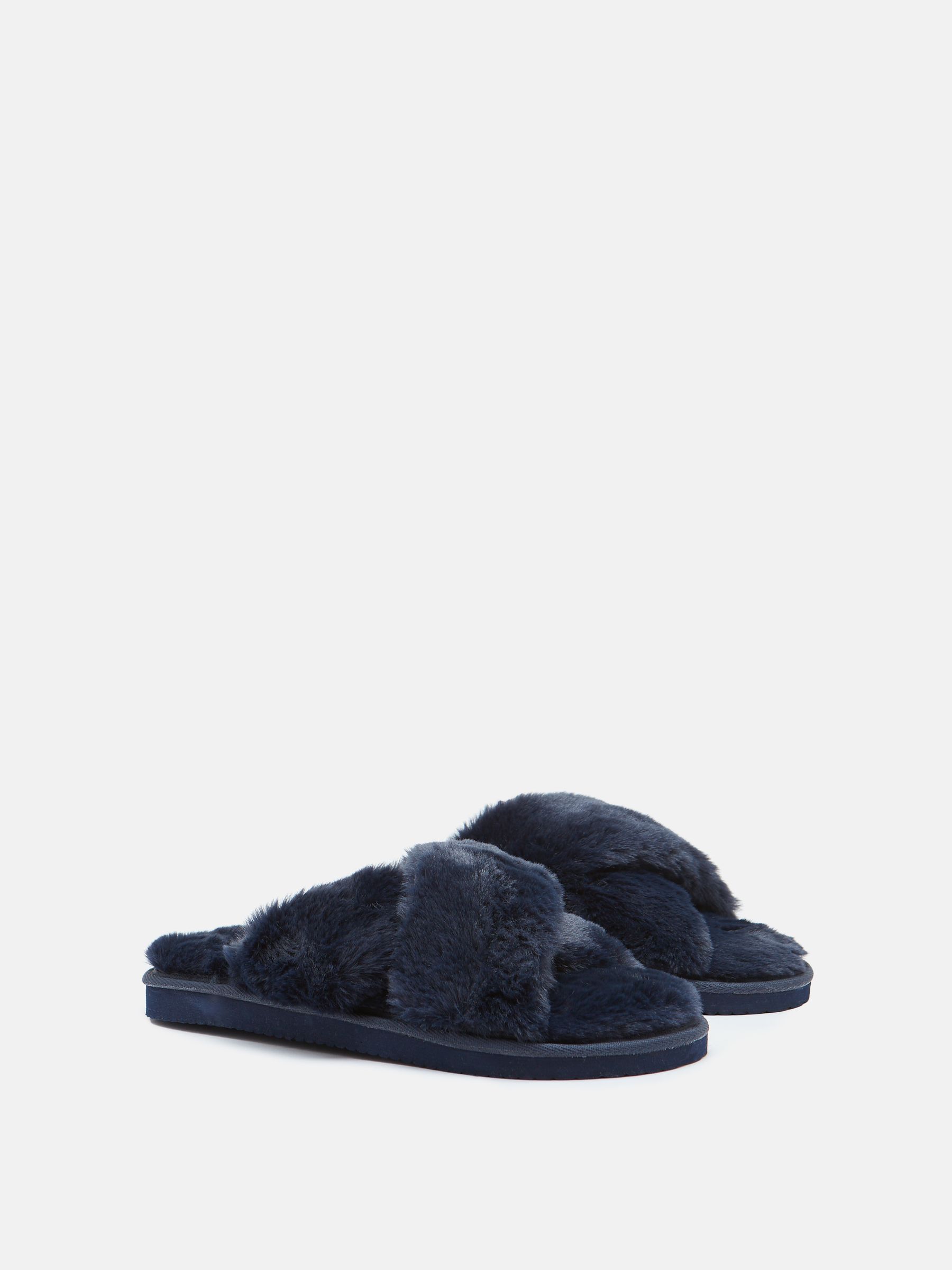 Romilly Navy Faux Fur Slippers - Image 7 of 10