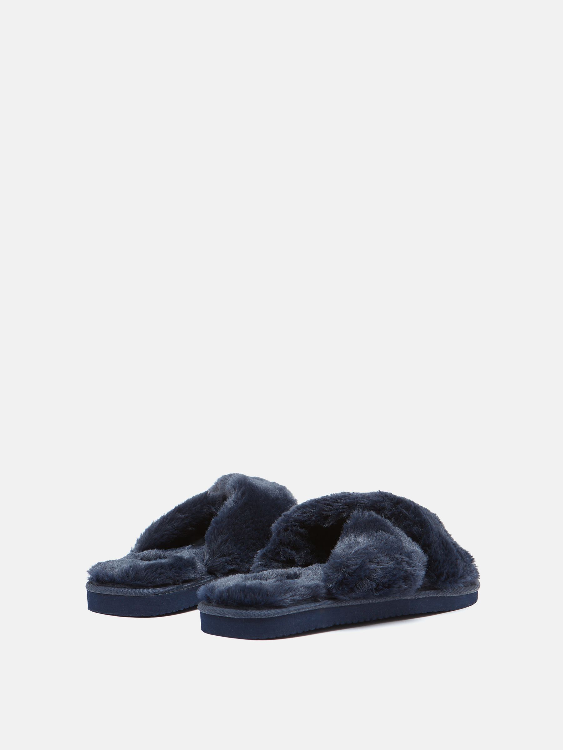 Romilly Navy Faux Fur Slippers - Image 8 of 10
