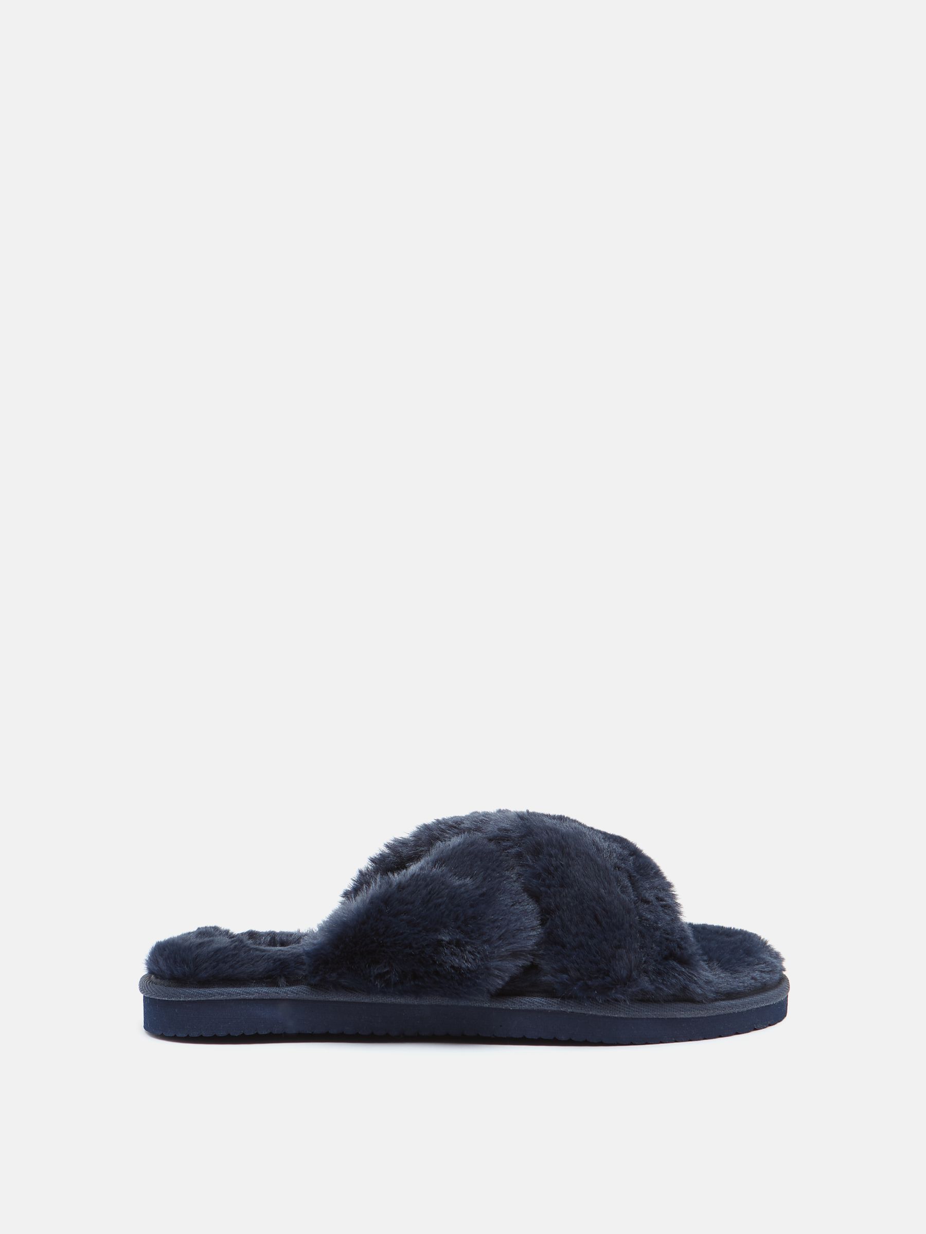 Romilly Navy Faux Fur Slippers - Image 9 of 10