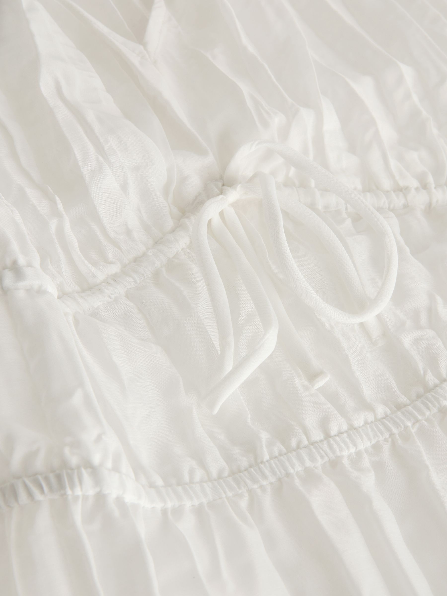 White Pleated V Neck Cinched Sleeveless Top - Image 4 of 4