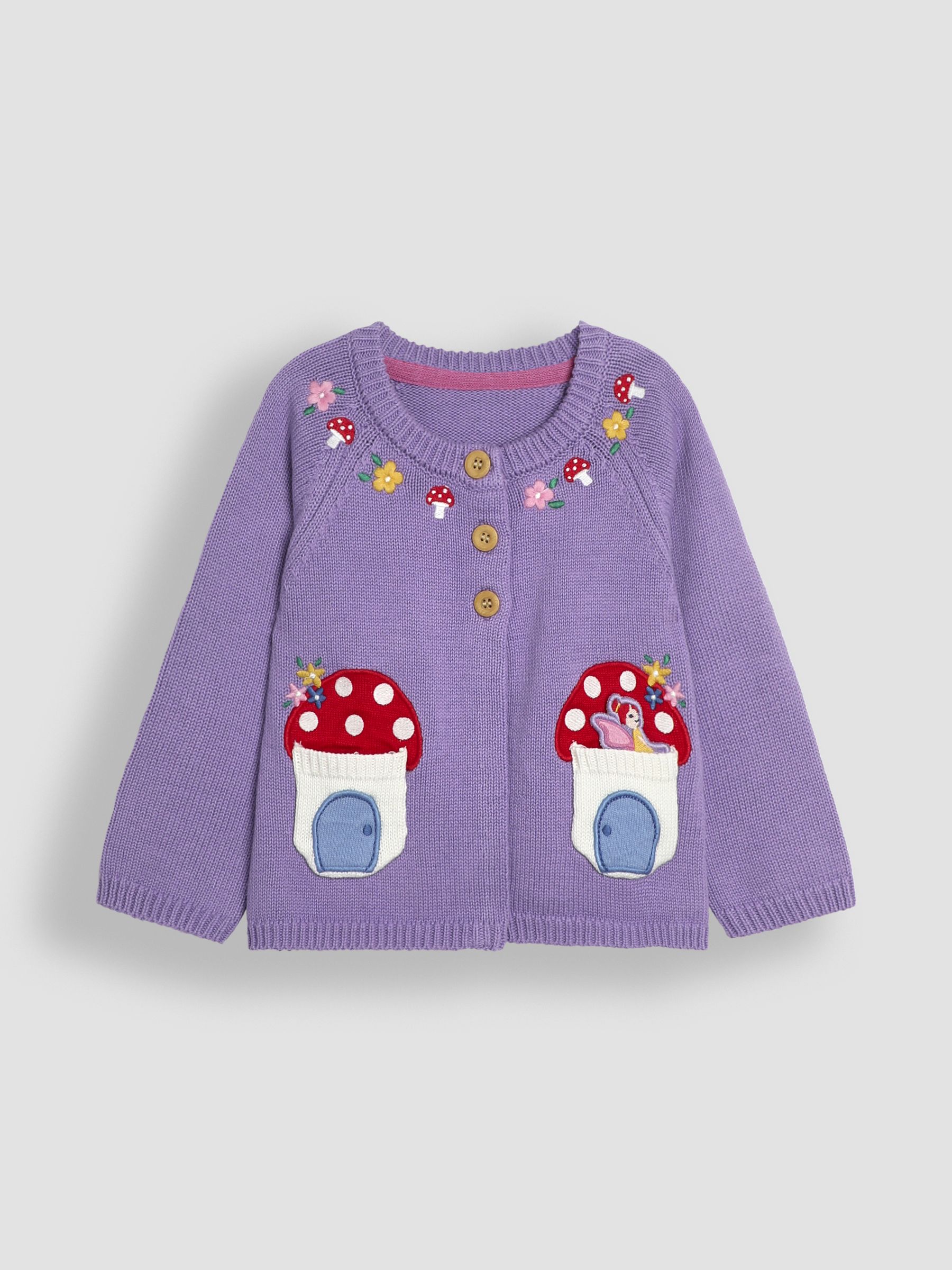 Lilac Purple Fairy & Toadstool Pet in Pocket Cardigan - Image 1 of 3