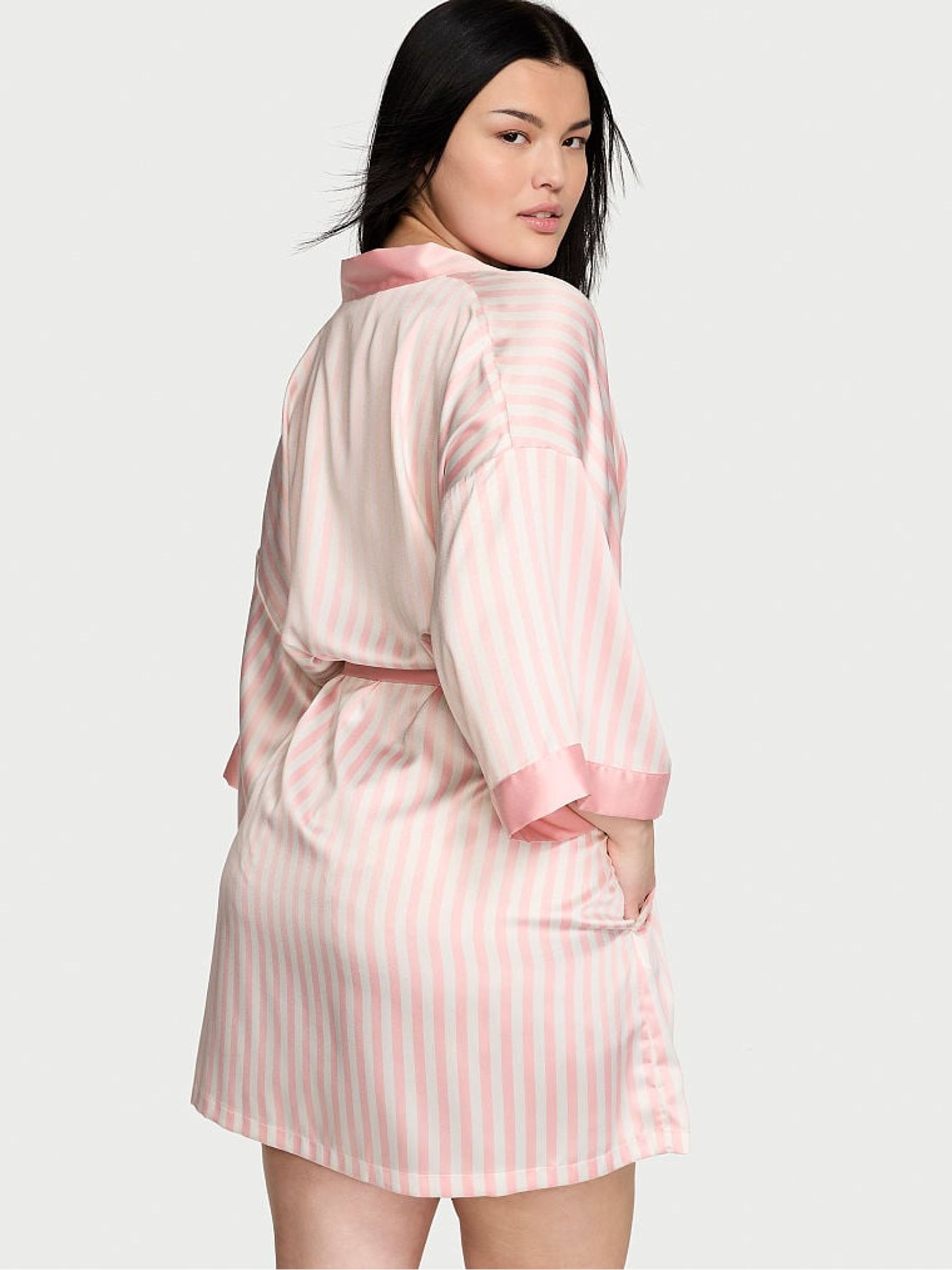 Pink Iconic Stripe Satin Robe - Image 2 of 3