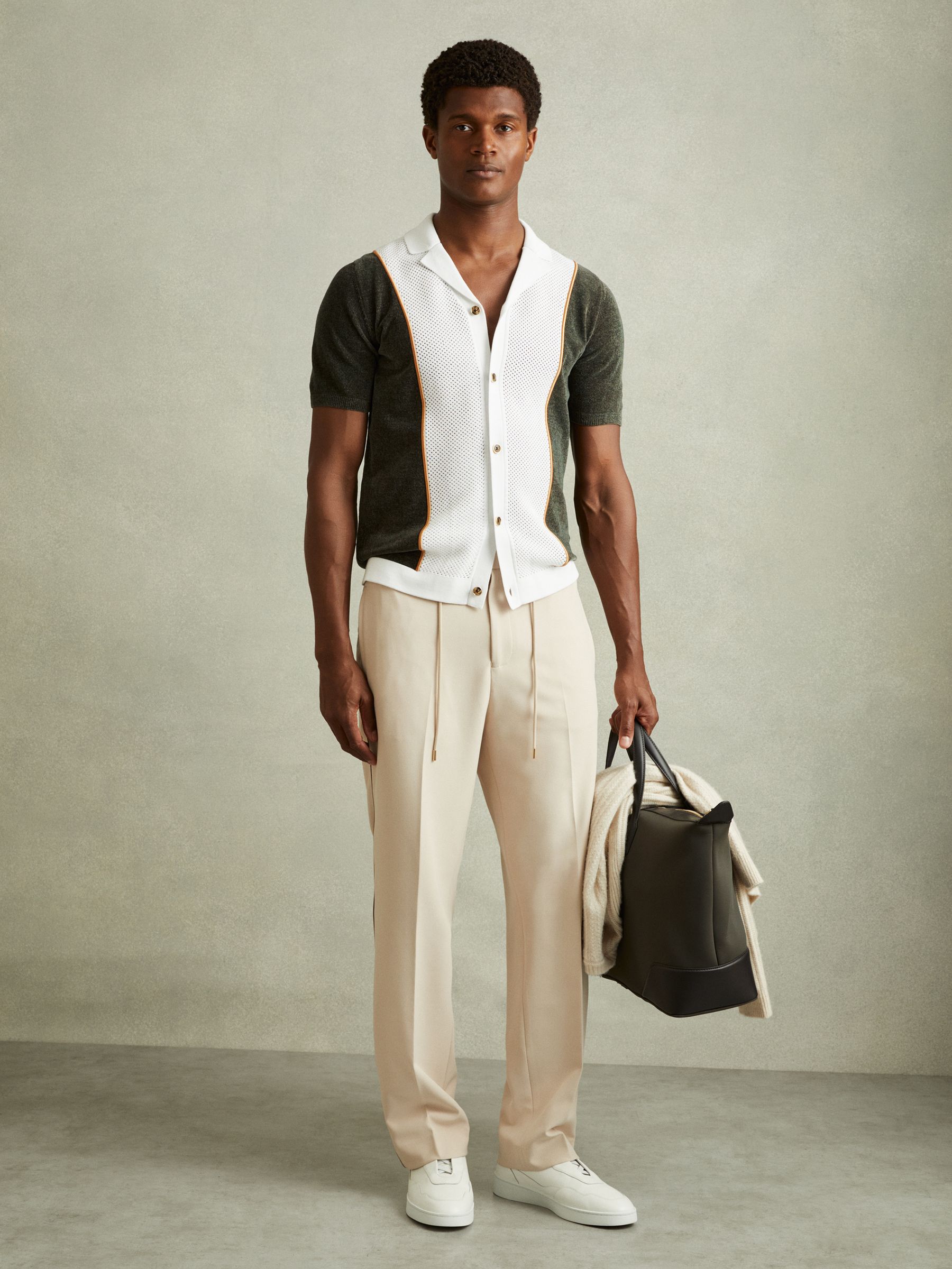 Hybrid Velour Cuban Collar Shirt in Green Smoke - Image 3 of 6