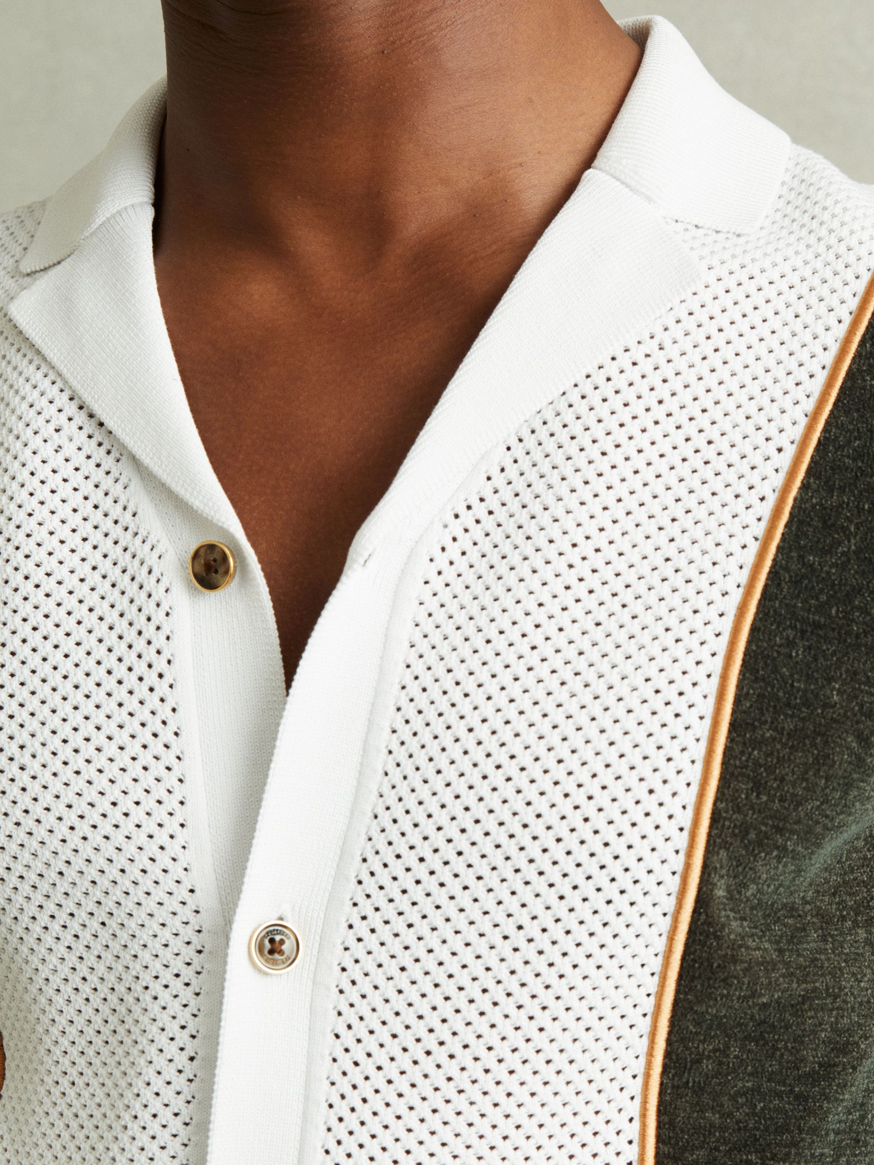 Hybrid Velour Cuban Collar Shirt in Green Smoke - Image 4 of 6