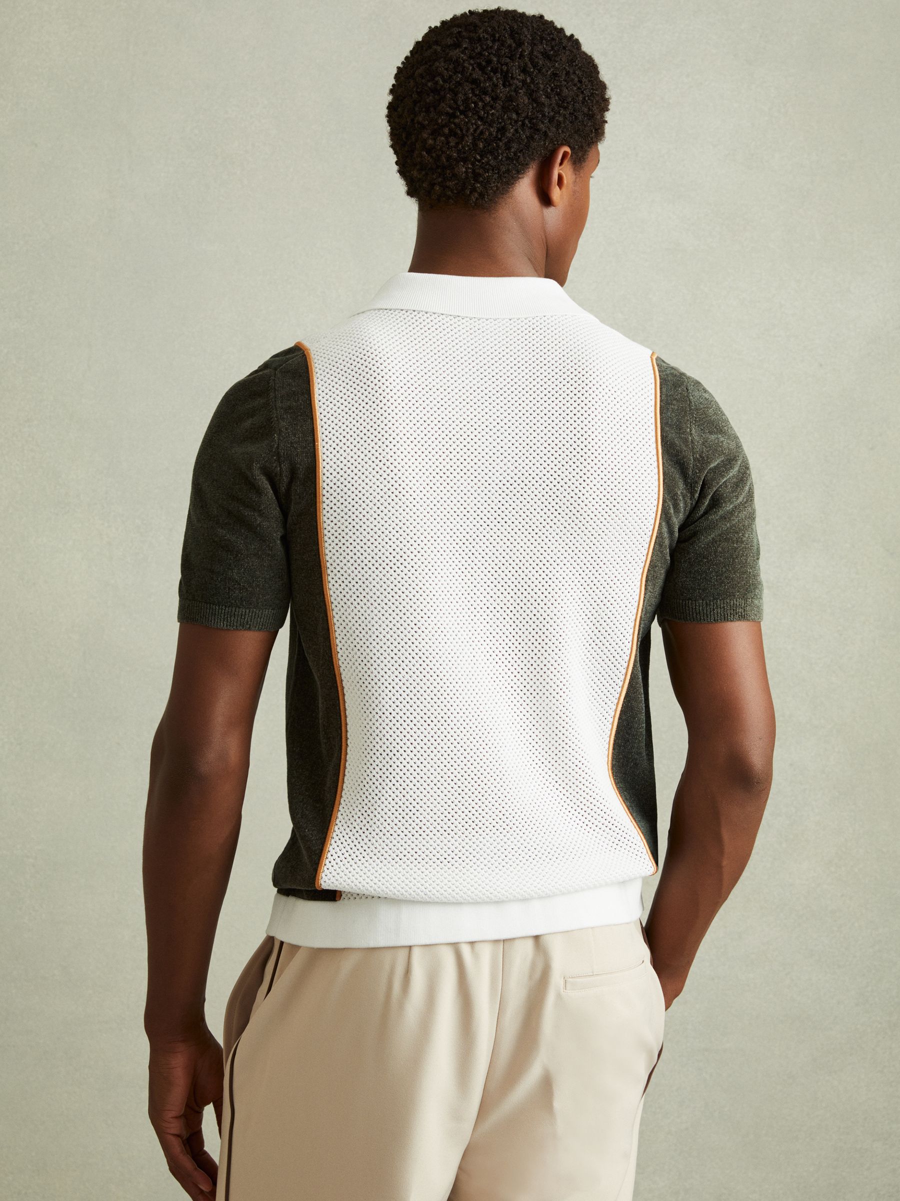 Hybrid Velour Cuban Collar Shirt in Green Smoke - Image 5 of 6