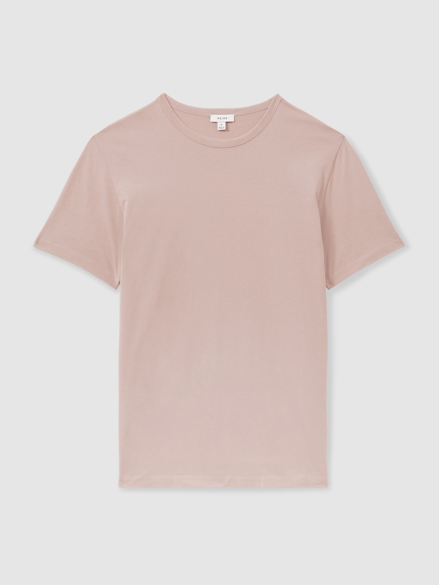 Cotton Crew Neck T-Shirt in Washed Pink - Image 2 of 6