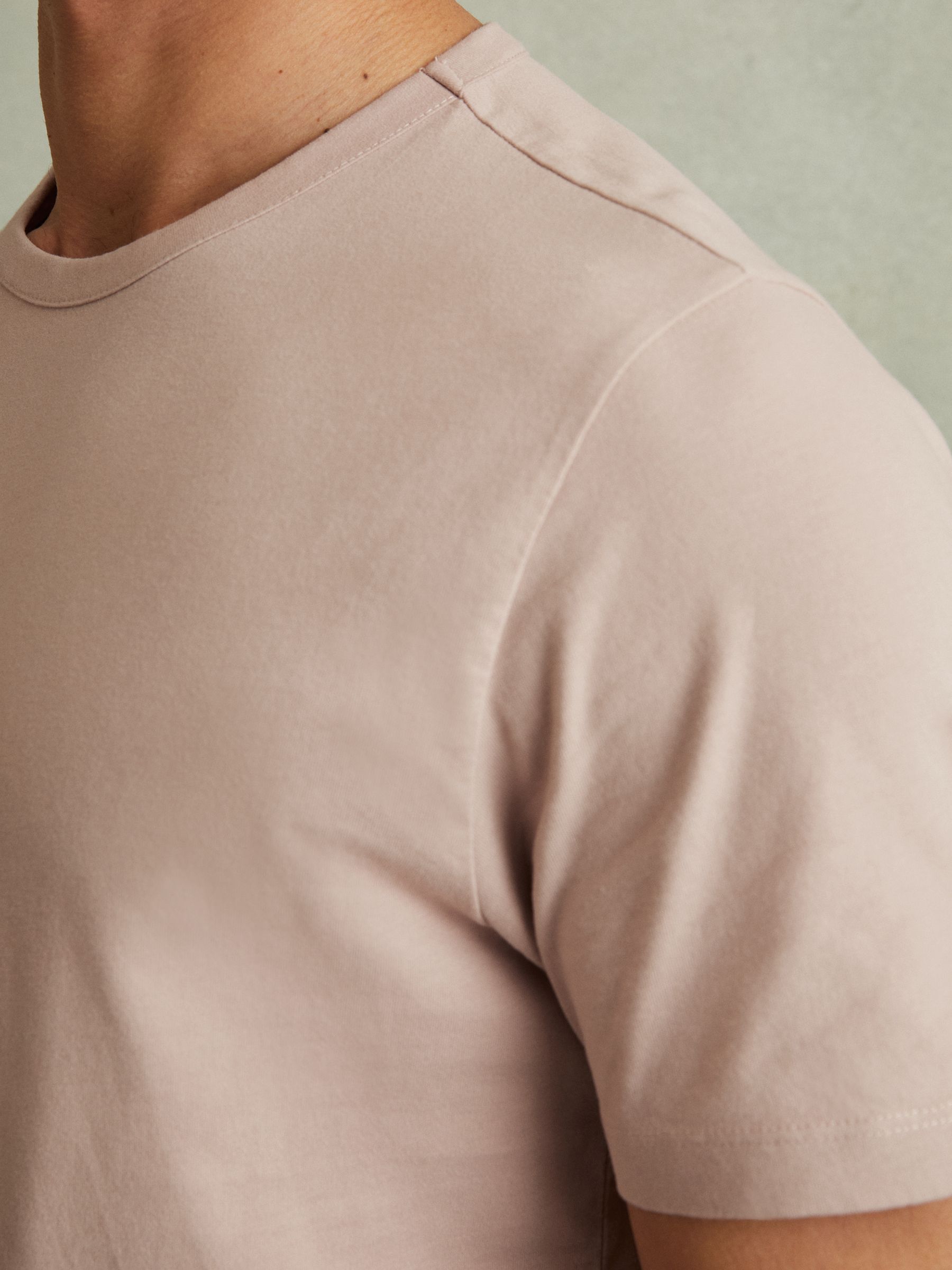 Cotton Crew Neck T-Shirt in Washed Pink - Image 4 of 6