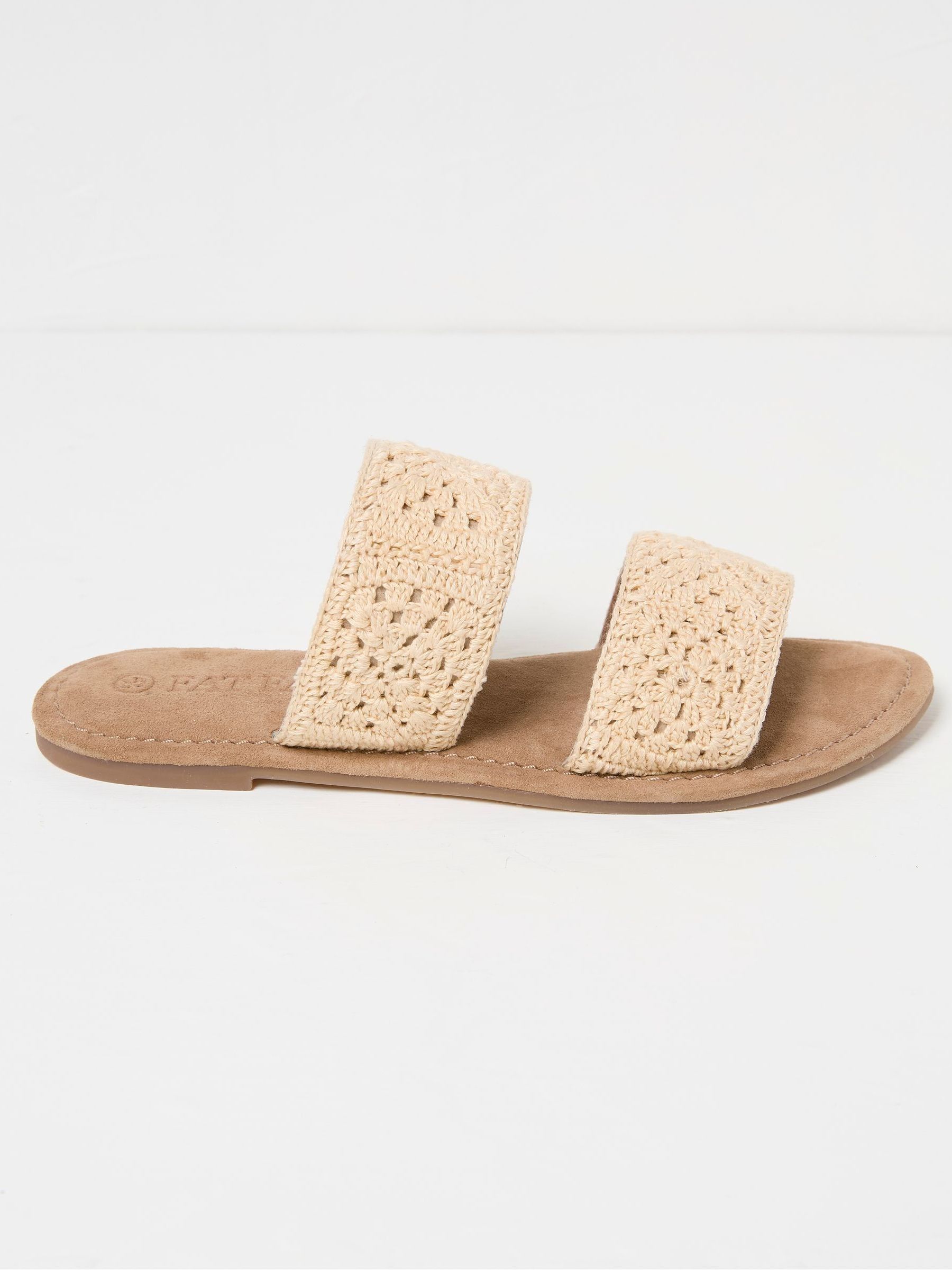 Penelope Natural Crochet Sliders - Image 1 of 3