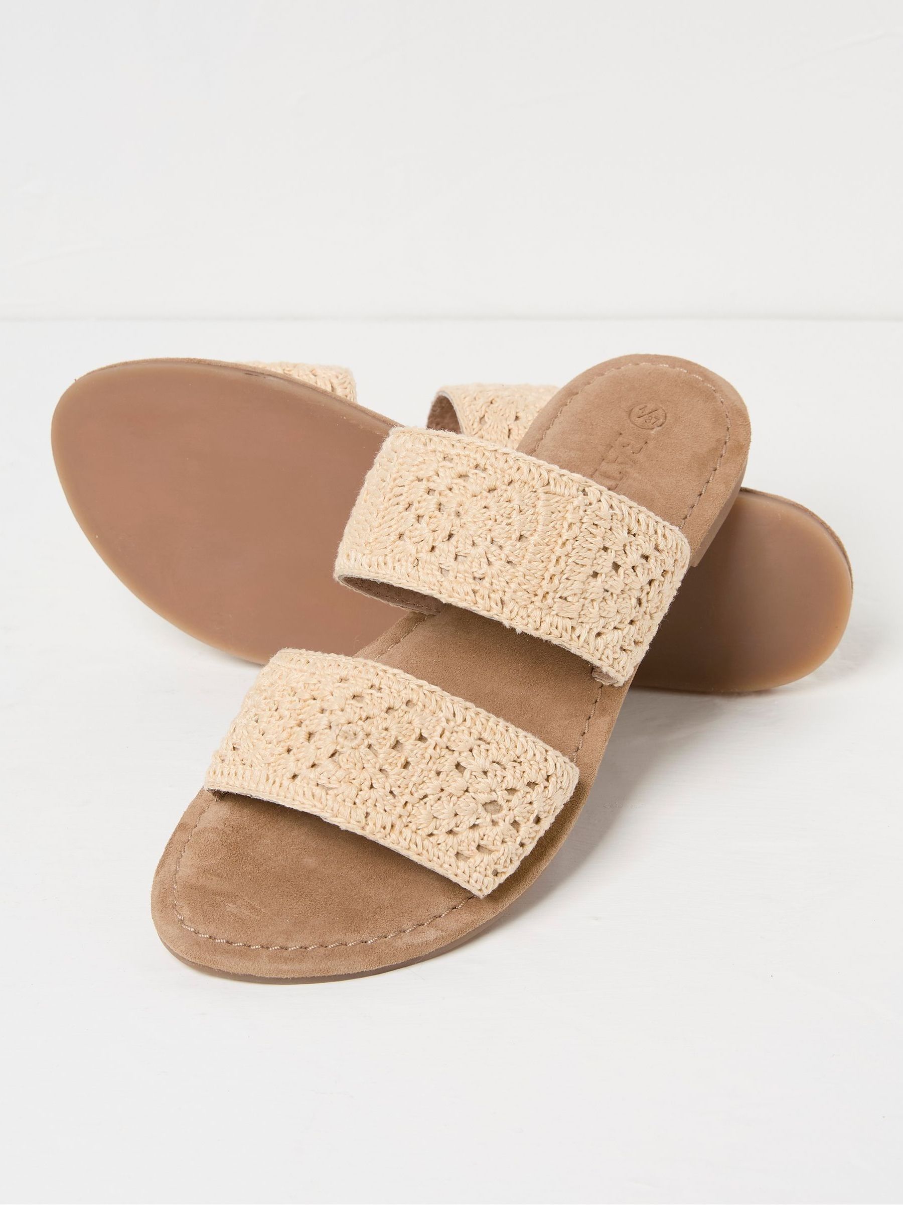Penelope Natural Crochet Sliders - Image 2 of 3