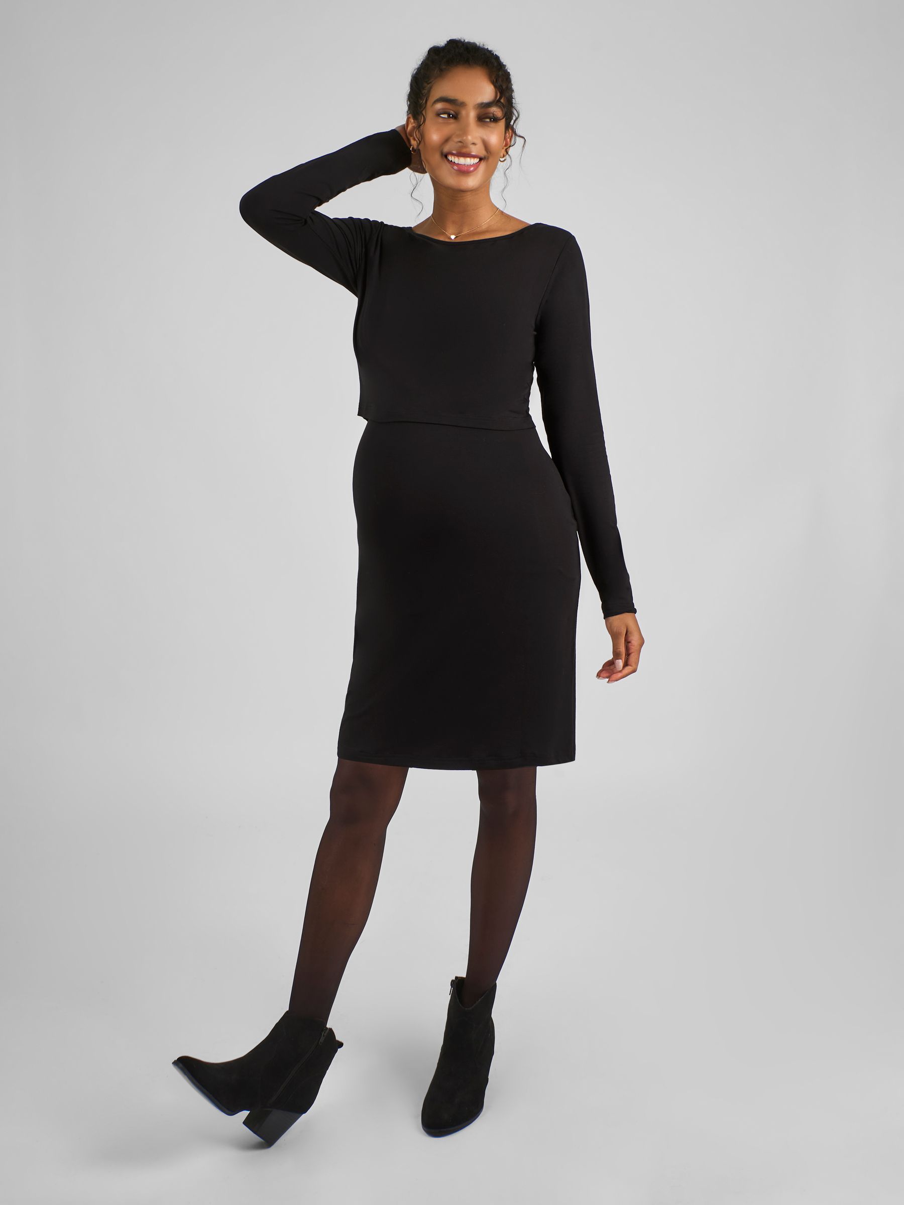 Black Maternity & Nursing Jersey Dress - Image 1 of 4