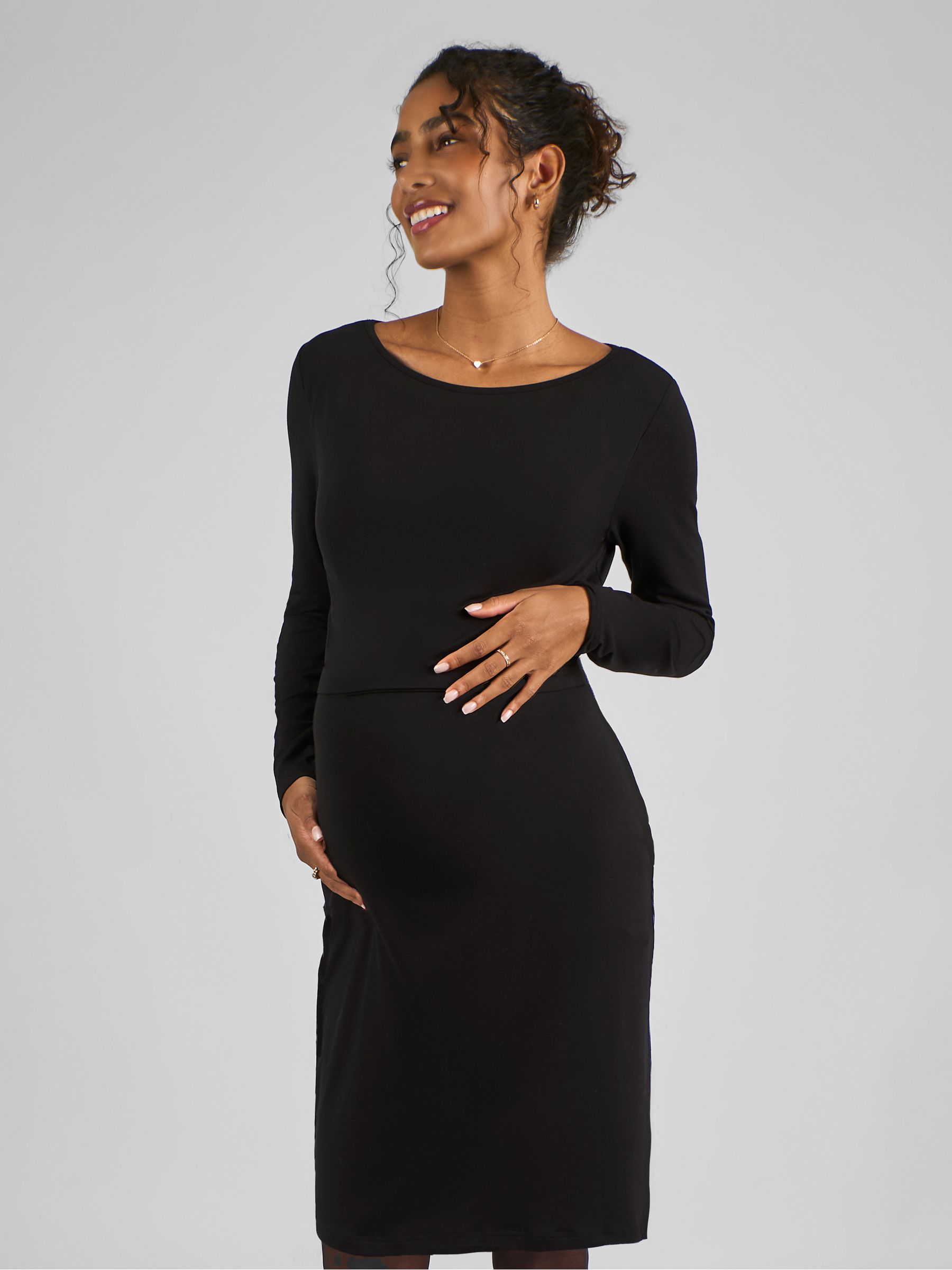 Black Maternity & Nursing Jersey Dress - Image 3 of 4