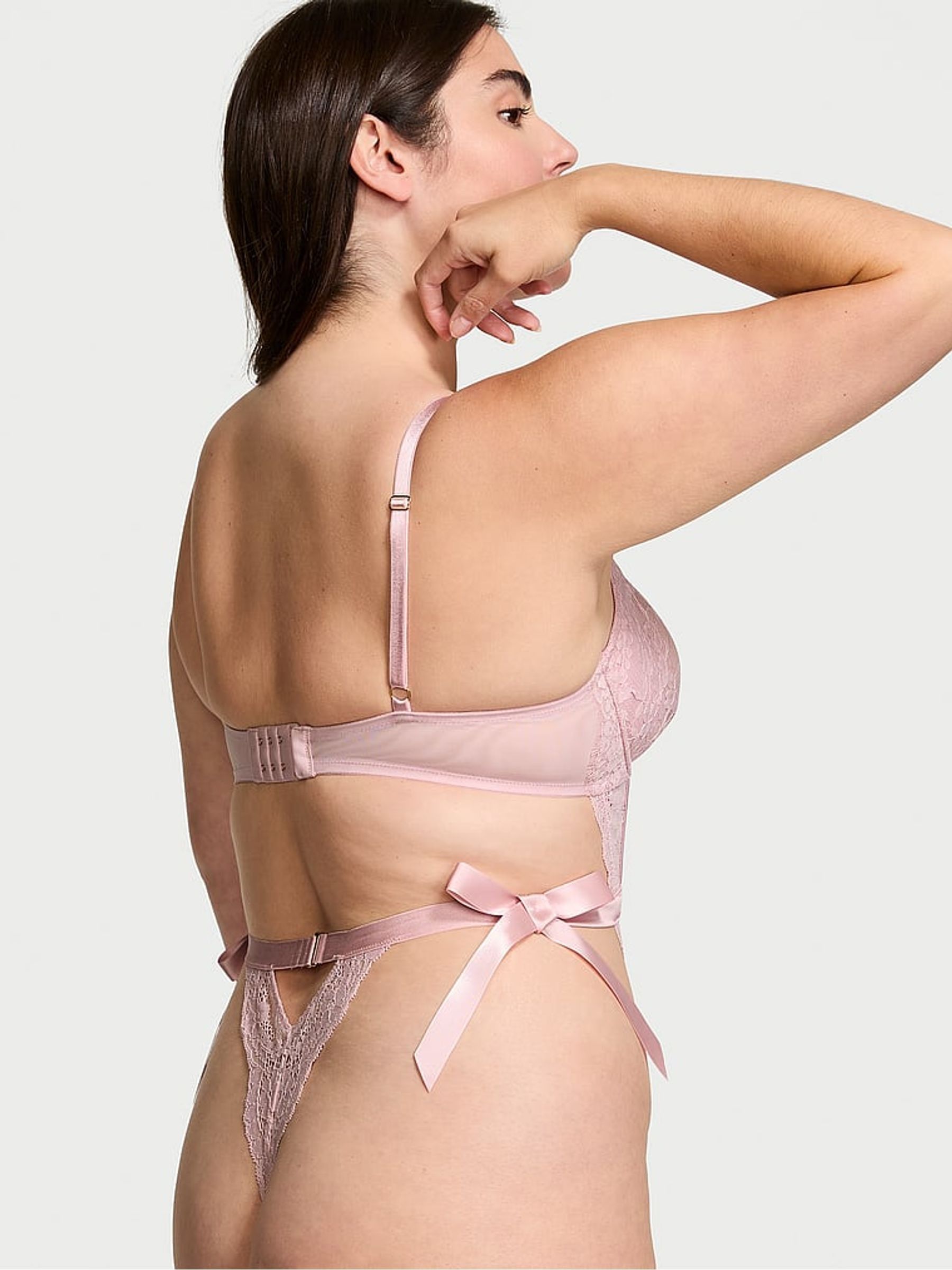 Chalk Rose Pink Unlined Balcony Lace Bodysuit - Image 2 of 3