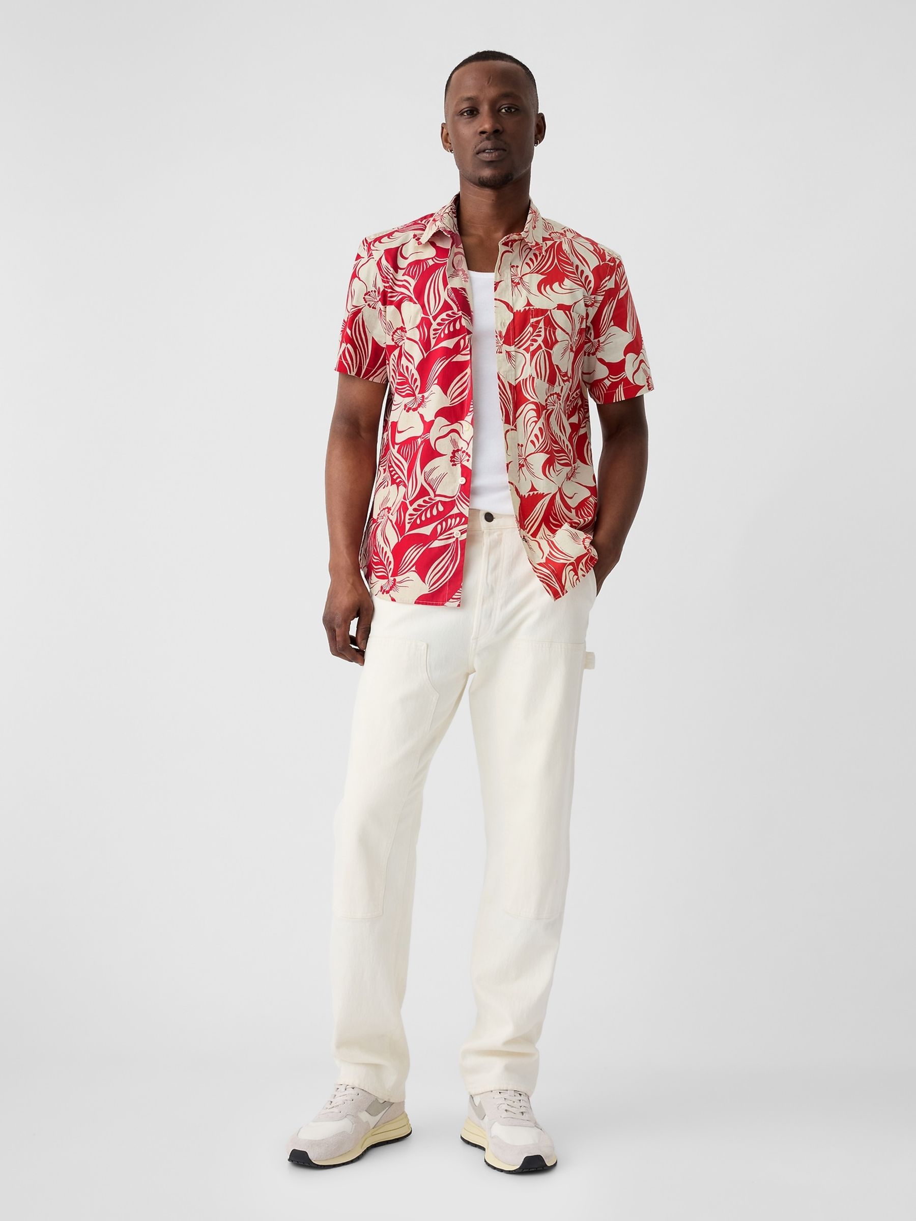Red Stretch Shirt in Standard Fit - Image 1 of 4