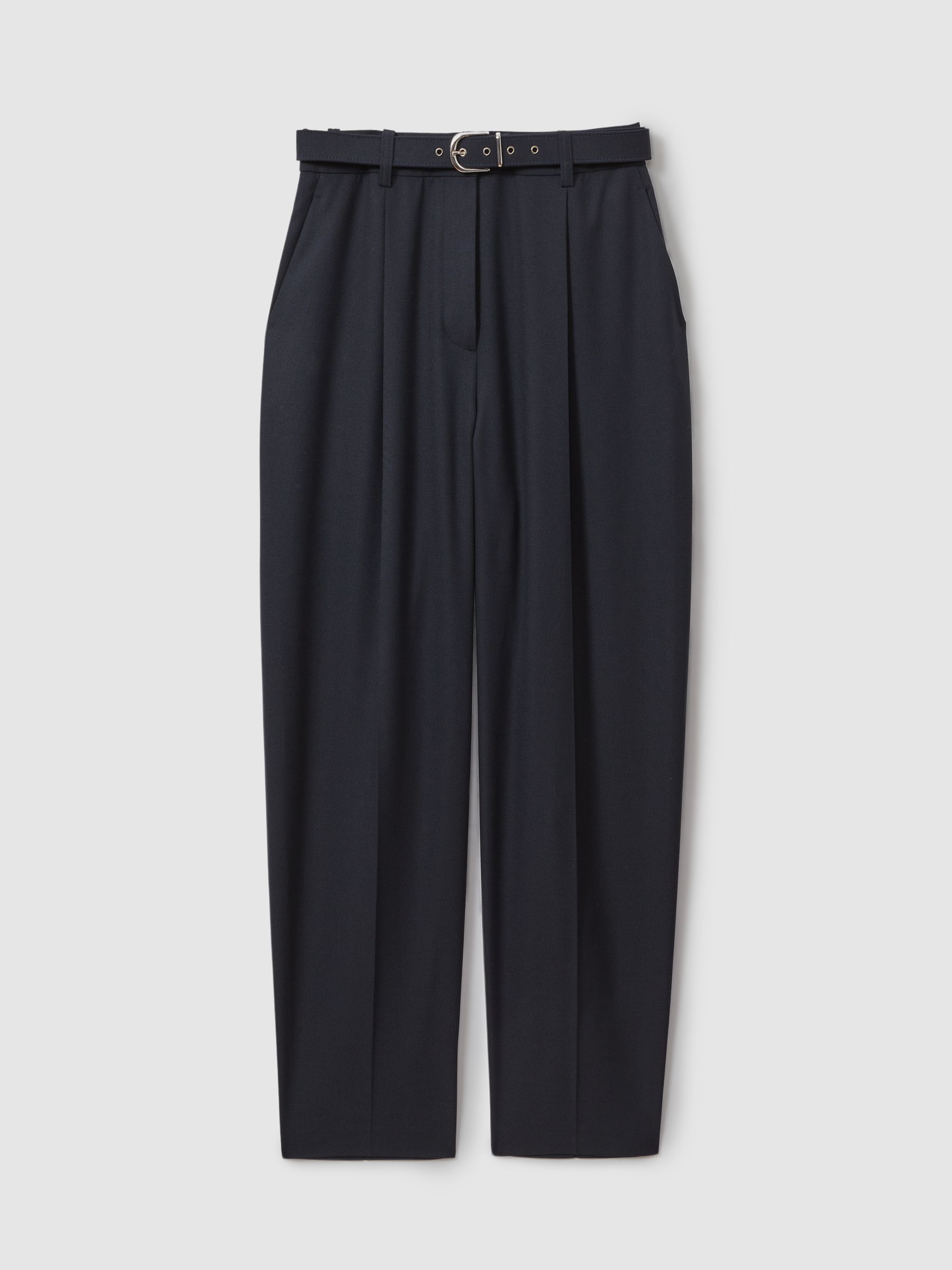 Petite Tapered Belted Trousers in Navy - Image 2 of 7