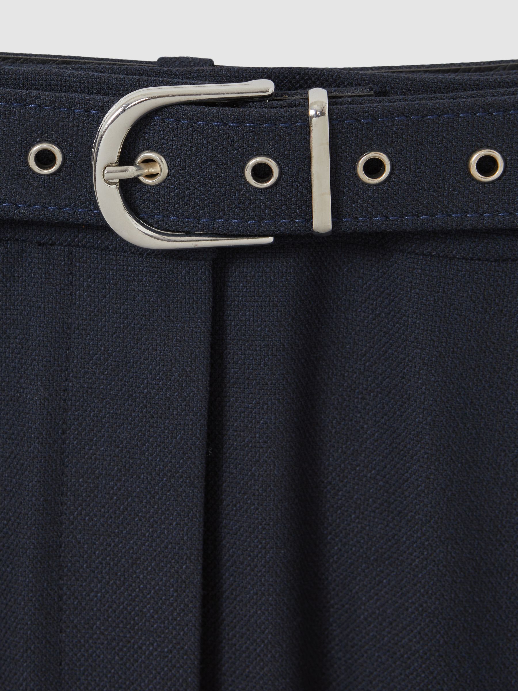 Petite Tapered Belted Trousers in Navy - Image 6 of 7