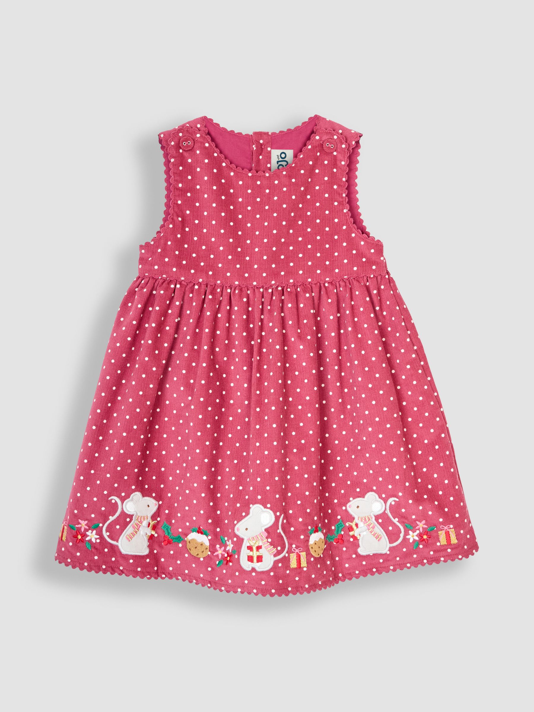 Rose Pink Mouse Christmas Appliqué Cord Dress - Image 1 of 3