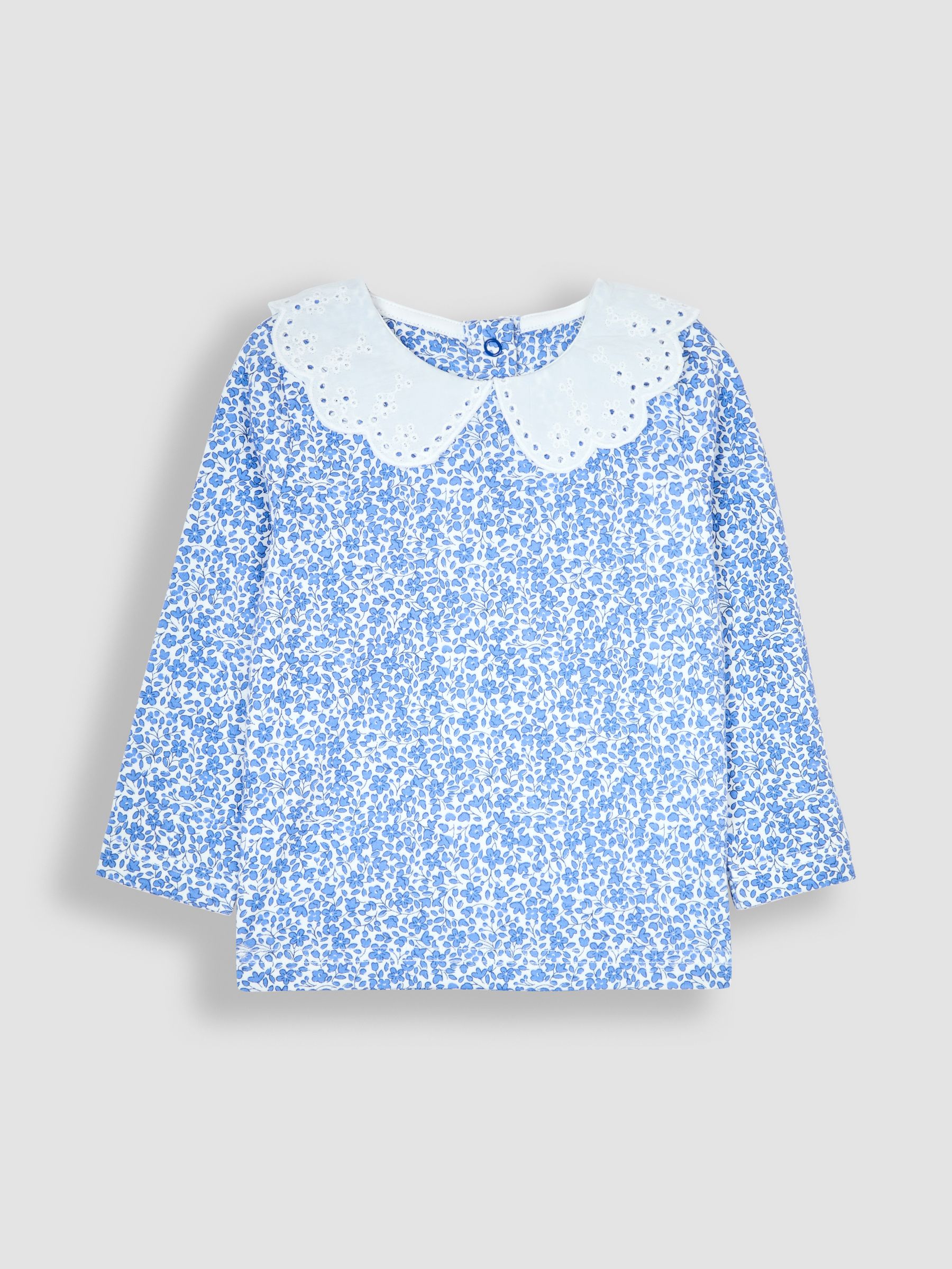 Blue Floral Broderie Collar Top - Image 1 of 1