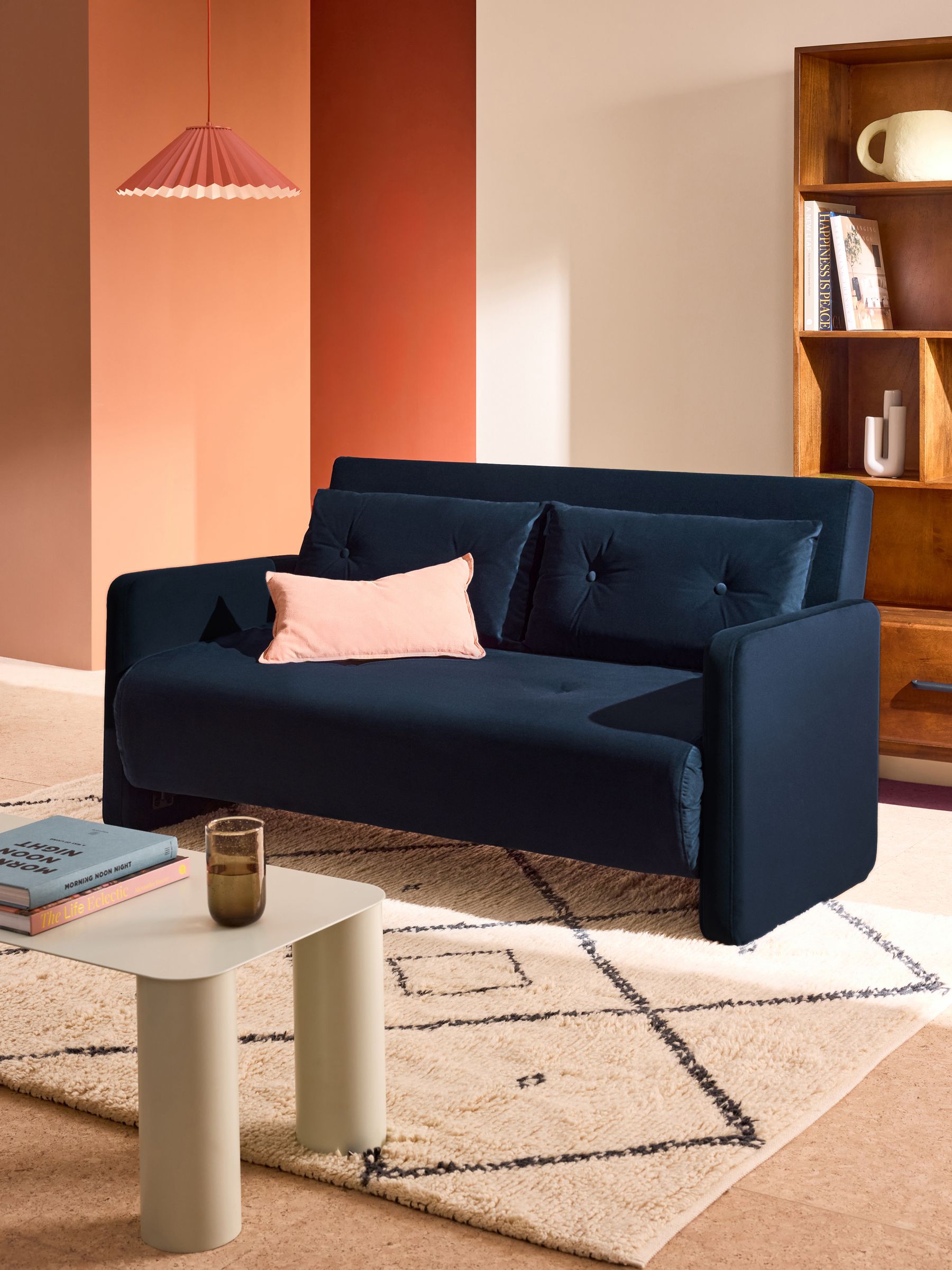 Dark Blue Blue Velvet Seater Sofa Bed Haru Seater Sofa Bed In