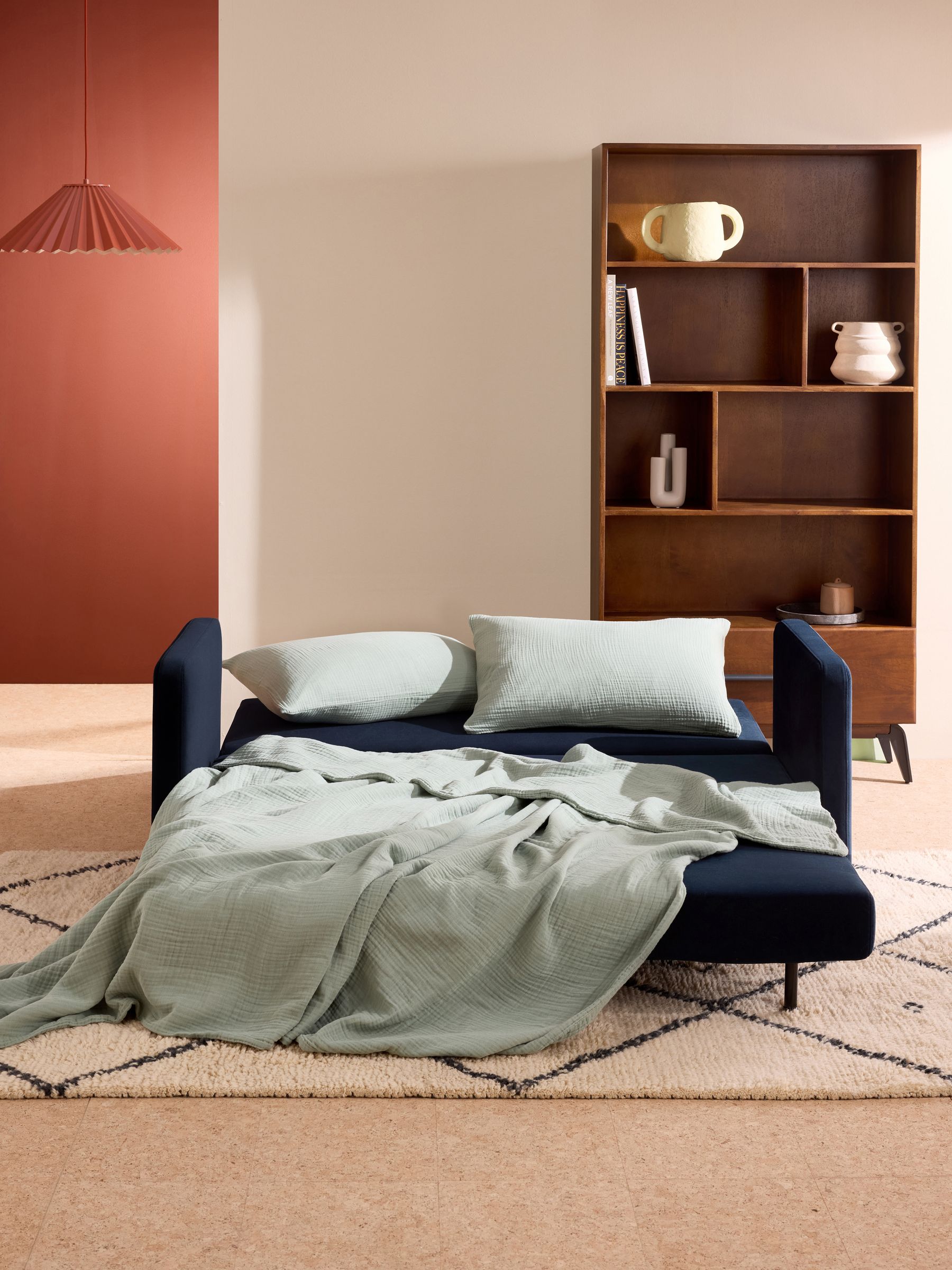 Haru 2 Seater Sofa Bed in Midnight Navy Blue Velvet - Image 2 of 6