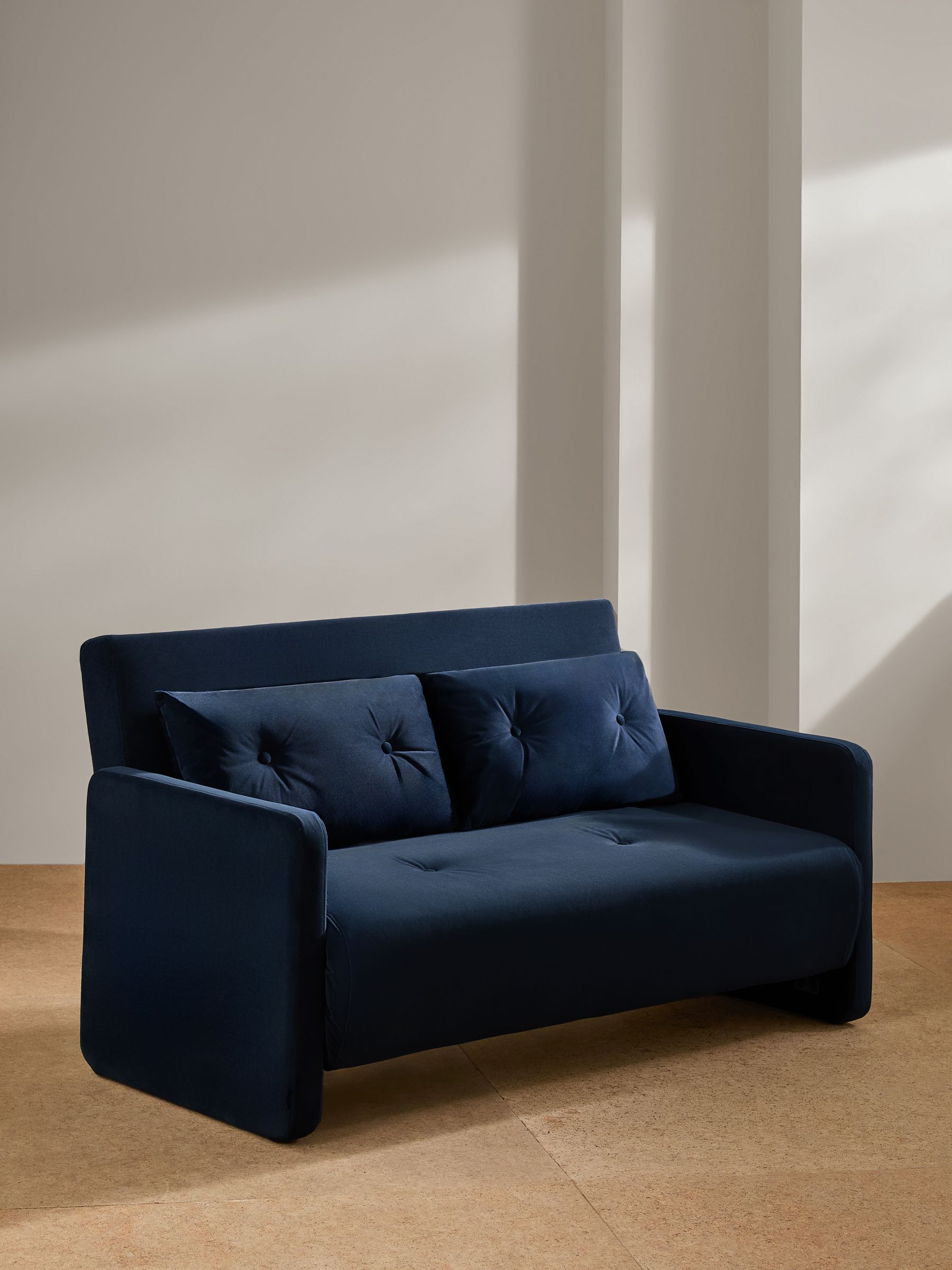 Haru 2 Seater Sofa Bed in Midnight Navy Blue Velvet - Image 3 of 6