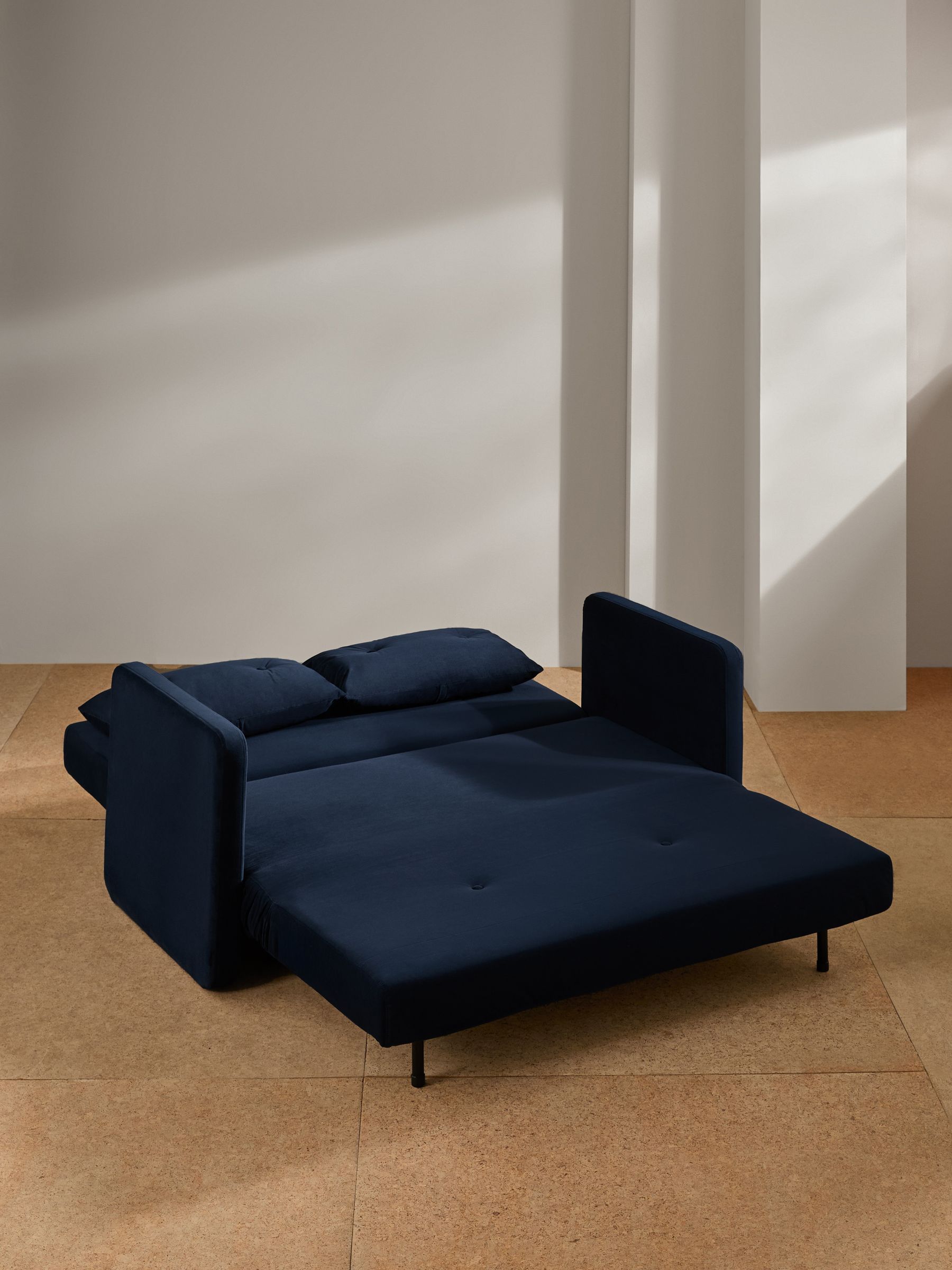 Haru 2 Seater Sofa Bed in Midnight Navy Blue Velvet - Image 4 of 6
