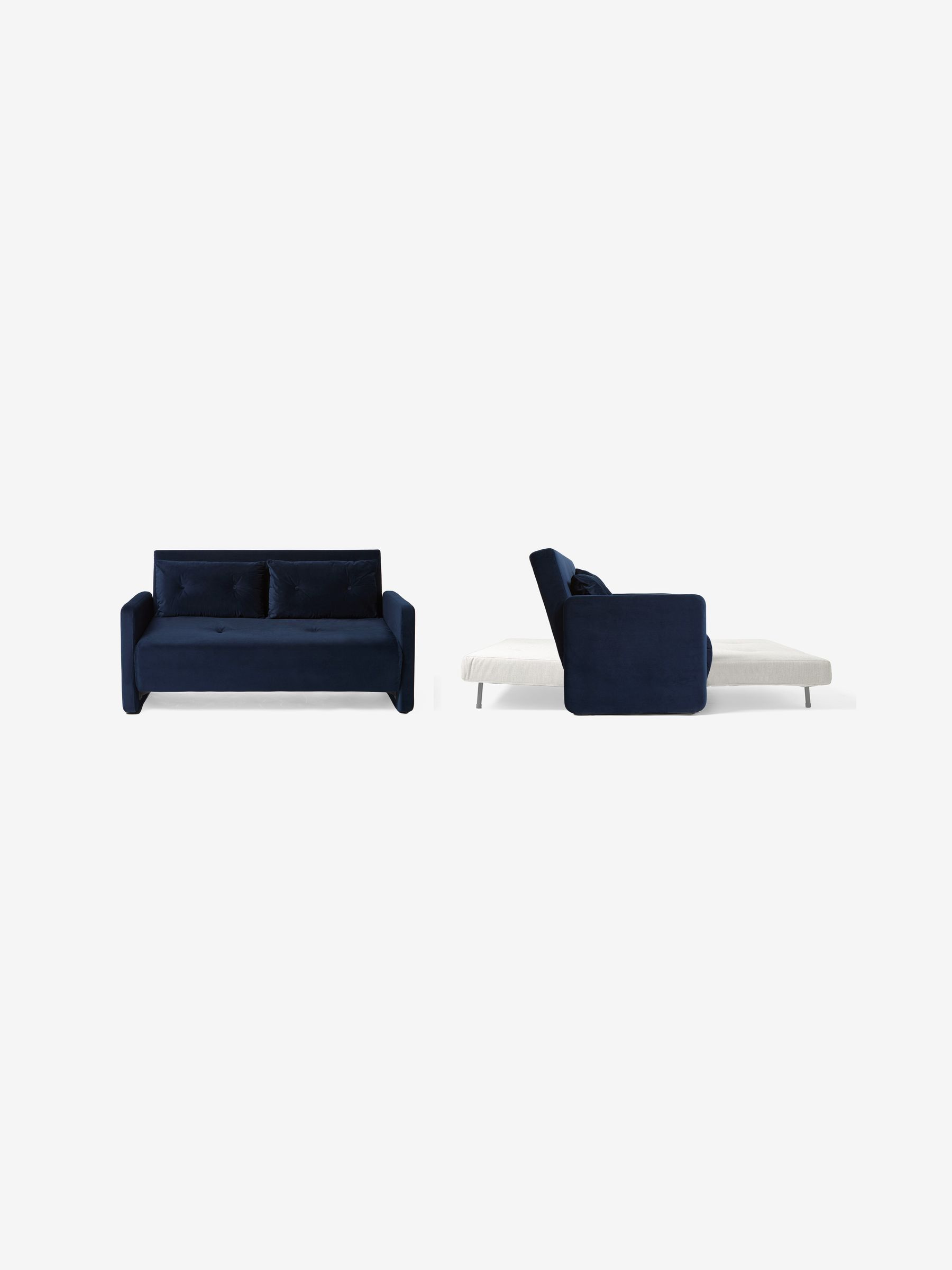 Haru 2 Seater Sofa Bed in Midnight Navy Blue Velvet - Image 6 of 6