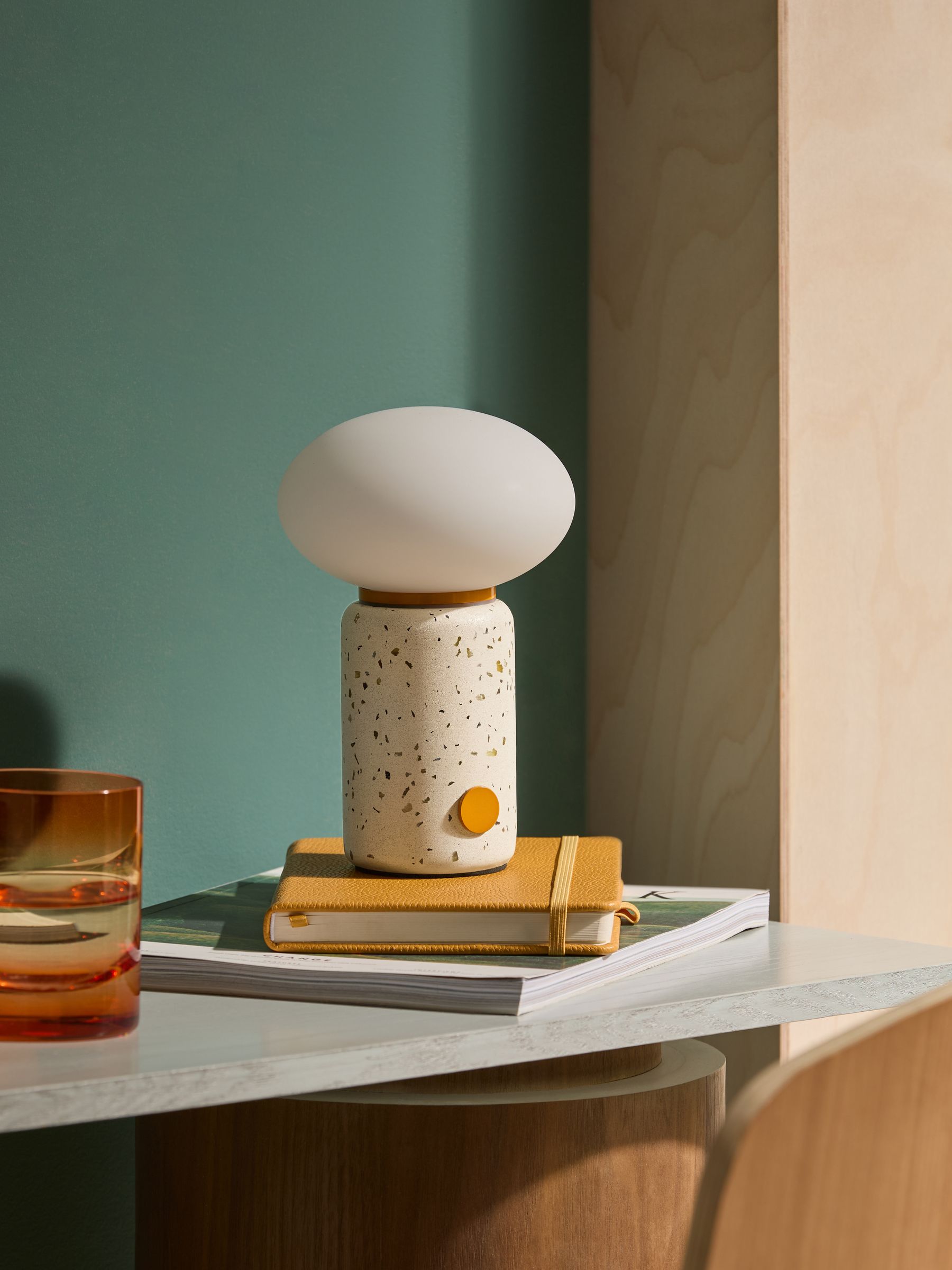 Mirissa Terazzo USB Wireless Table Lamp in Yellow - Image 2 of 6