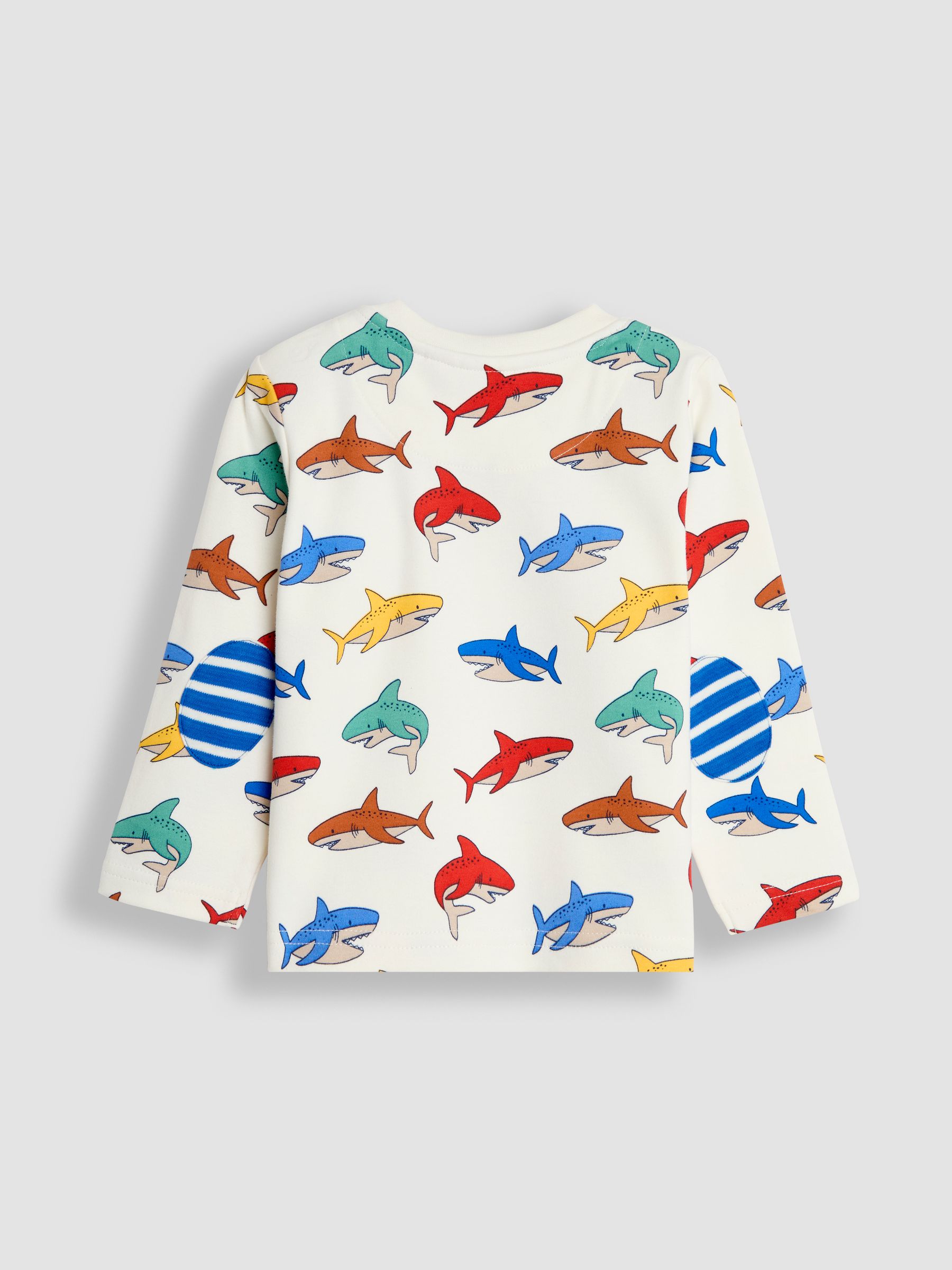 Ecru Shark Print & Stripe Long Sleeve 2-Pack Tops - Image 3 of 5