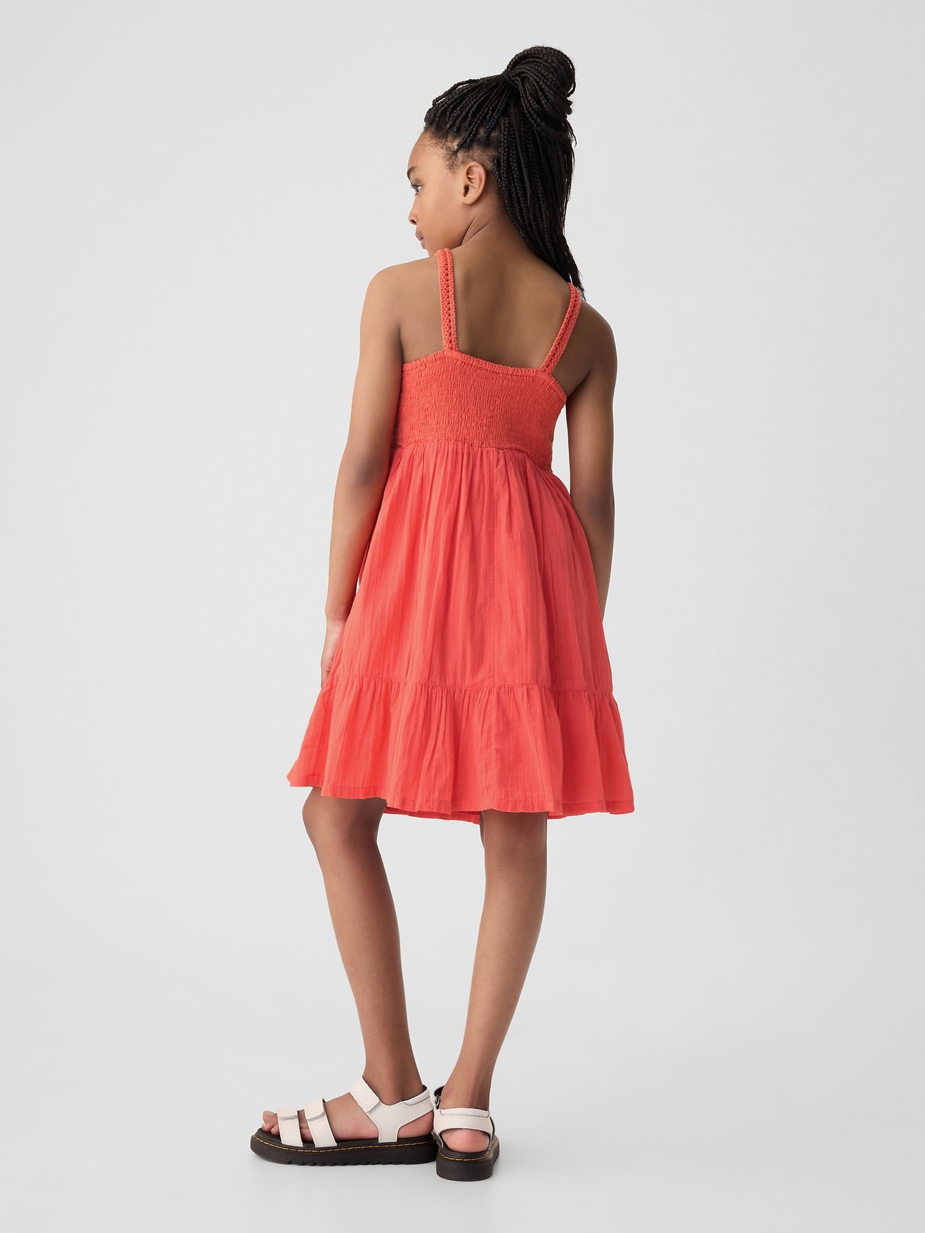 Red Crinkle Gauze Dress (4-13yrs) - Image 2 of 4