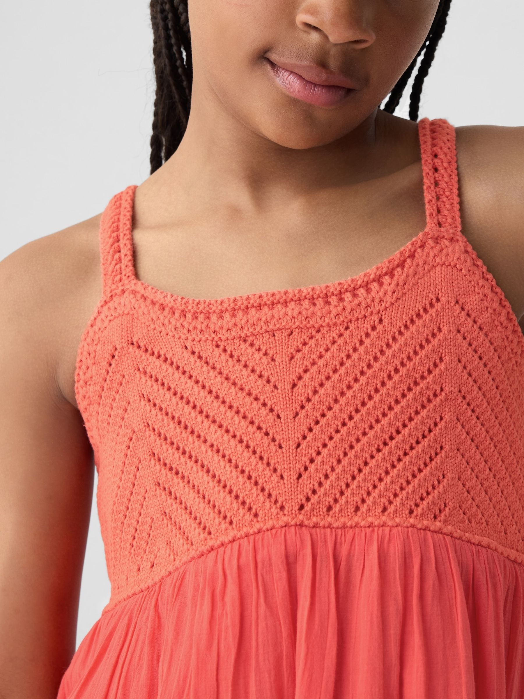 Red Crinkle Gauze Dress (4-13yrs) - Image 3 of 4
