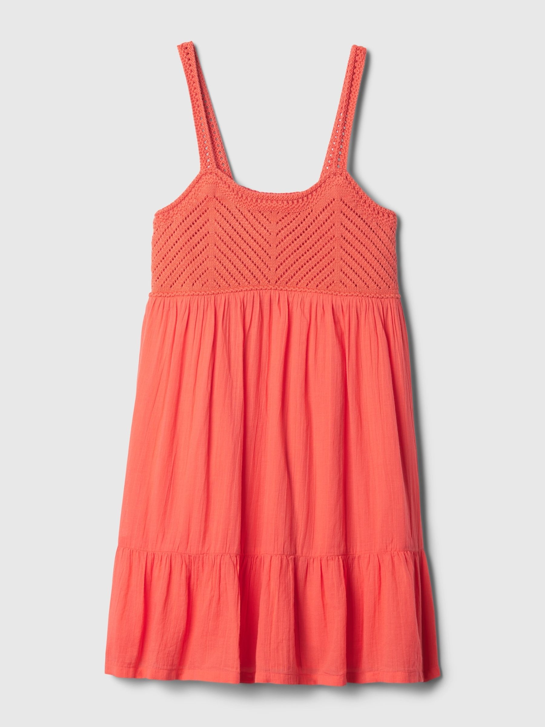 Red Crinkle Gauze Dress (4-13yrs) - Image 4 of 4