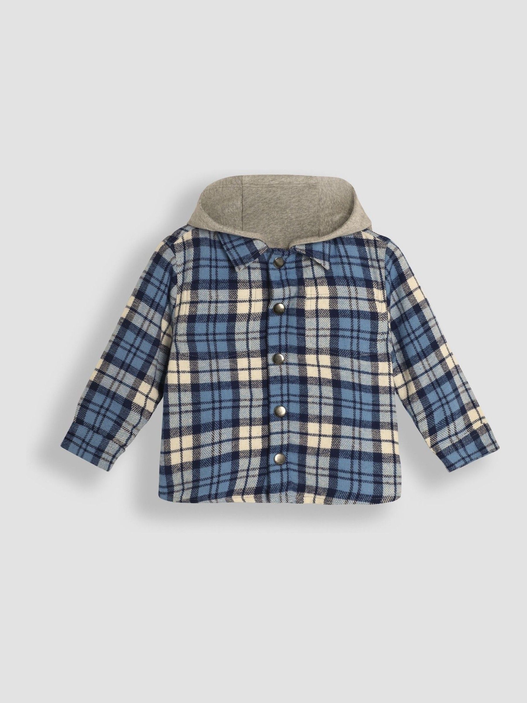 Denim Check Hooded Shacket - Image 1 of 3