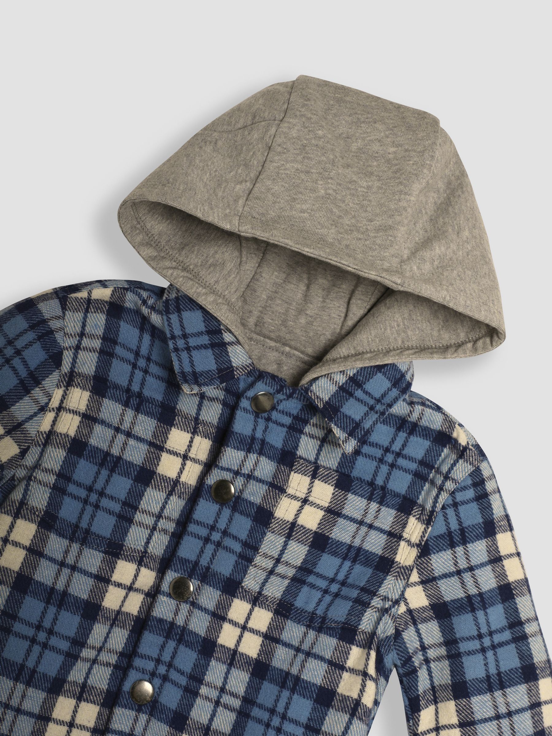 Denim Check Hooded Shacket - Image 3 of 3