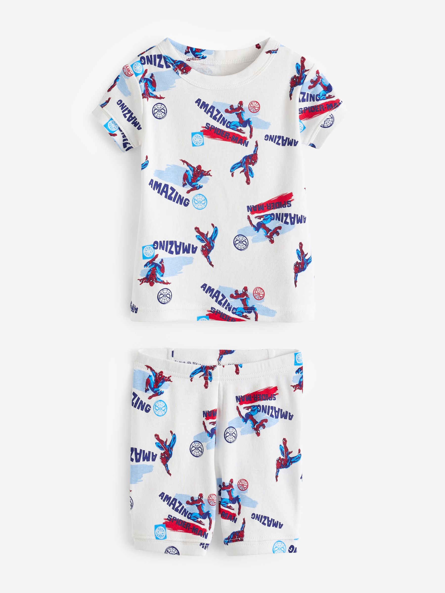 White Marvel Spider-Man Cotton Pyjama Set (6mths-5yrs) - Image 1 of 3