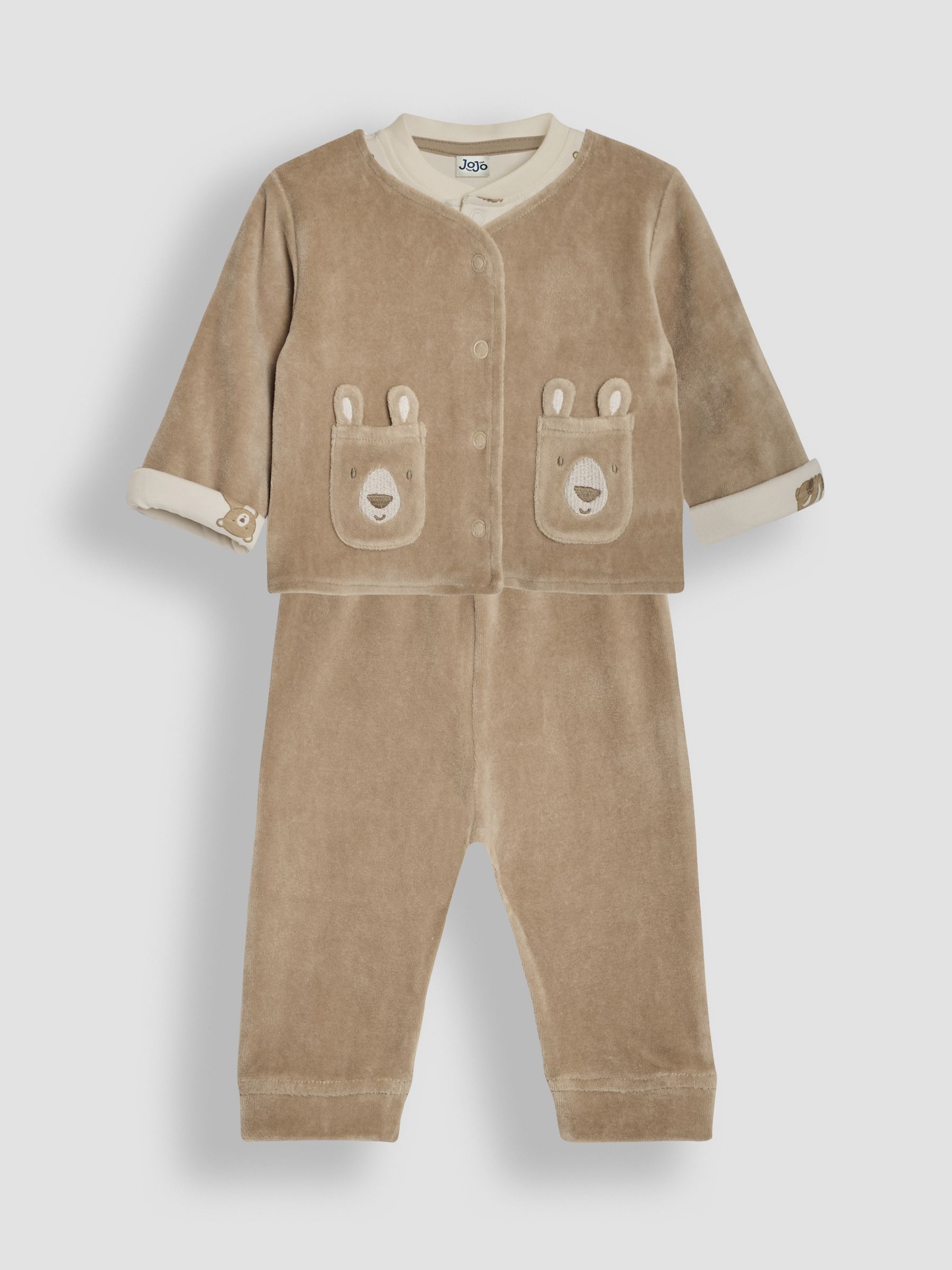 Natural Baby Bear Velour Set 3 Piece - Image 1 of 8