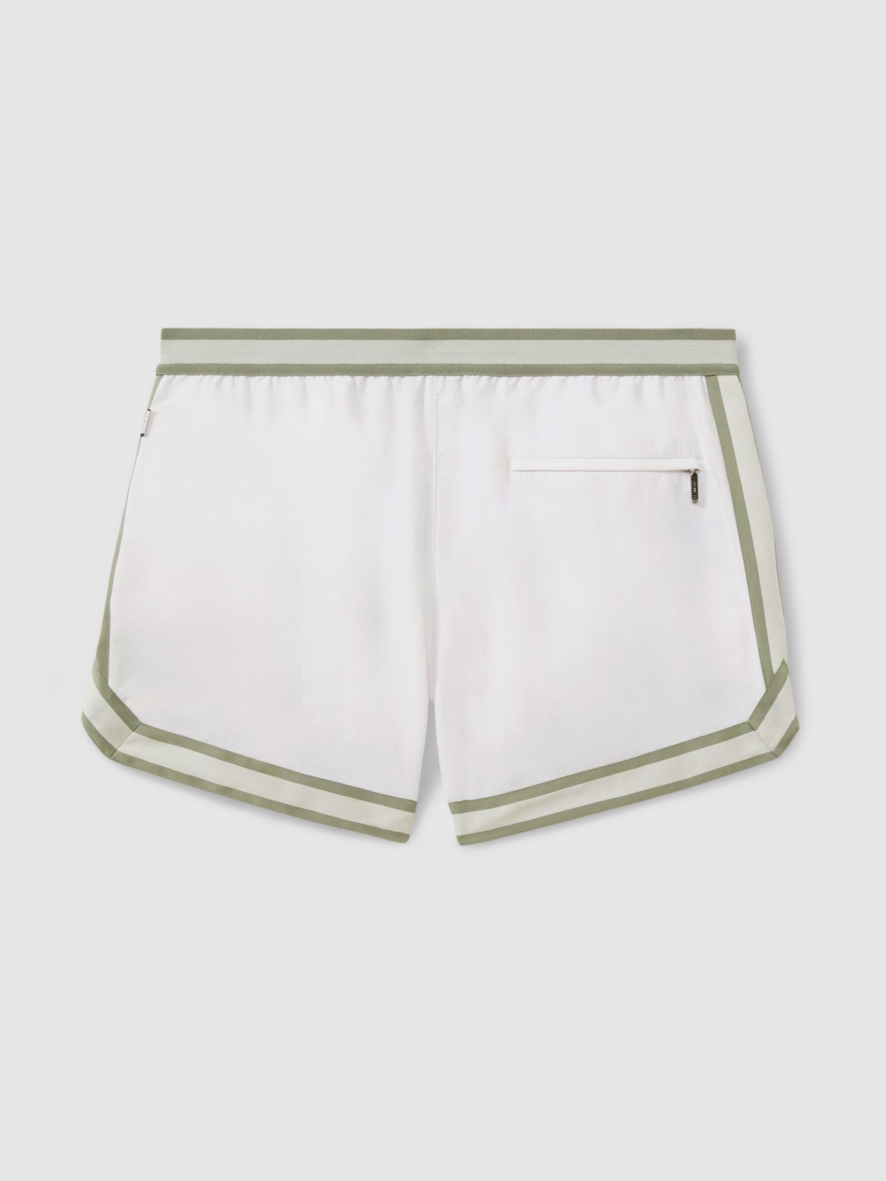 Contrast Stripe Elasticated Waist Swim Shorts in White - Image 3 of 5