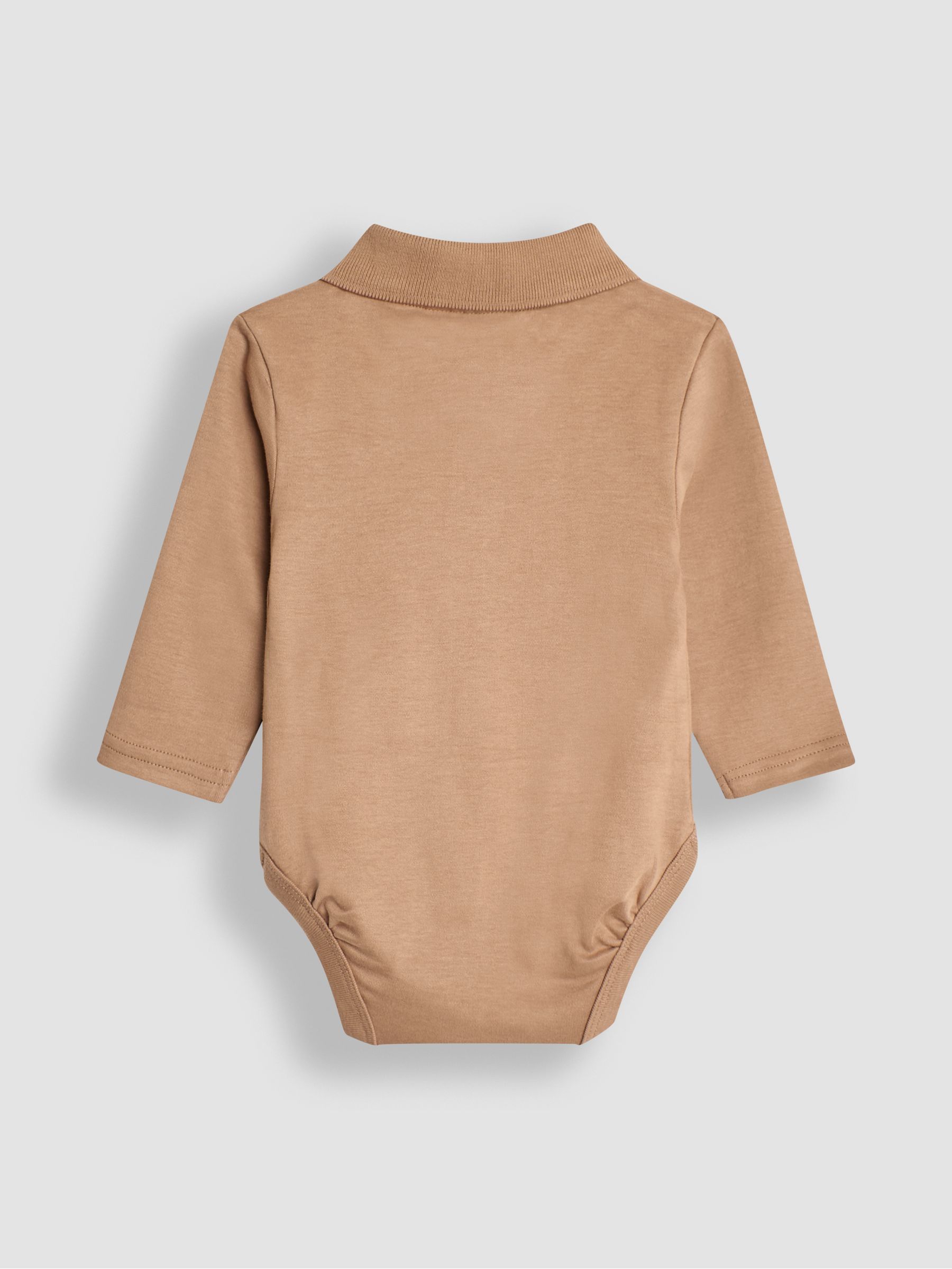 Mocha Brown Plain Long Sleeve Polo Shirt Bodysuit - Image 2 of 3