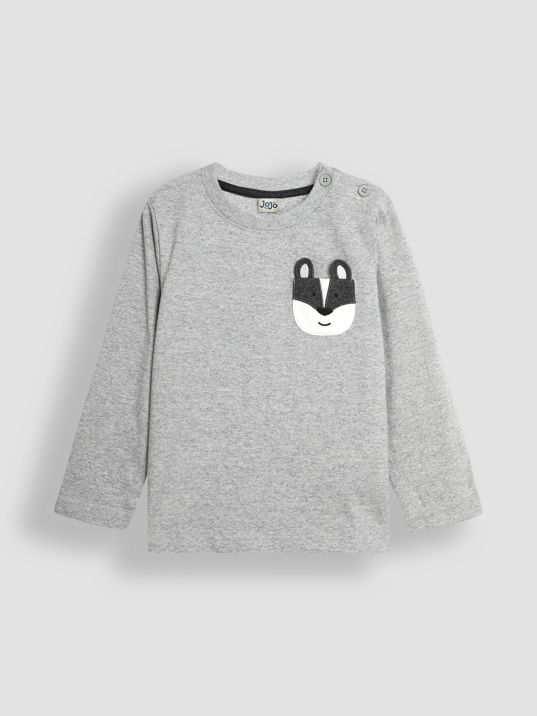 Grey Marl Badger Appliqué Pocket Top - Image 1 of 3