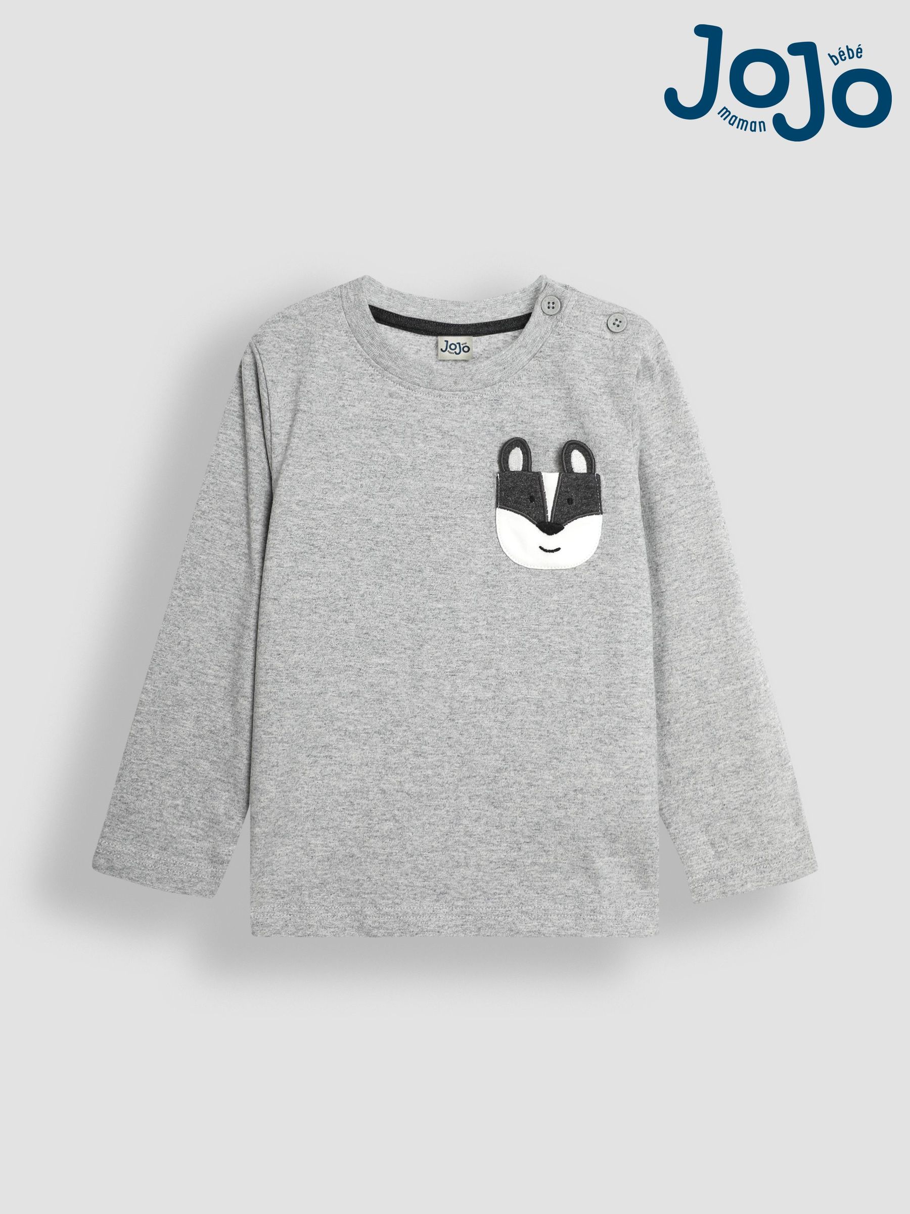 Grey Marl Badger Appliqué Pocket Top - Image 5 of 5