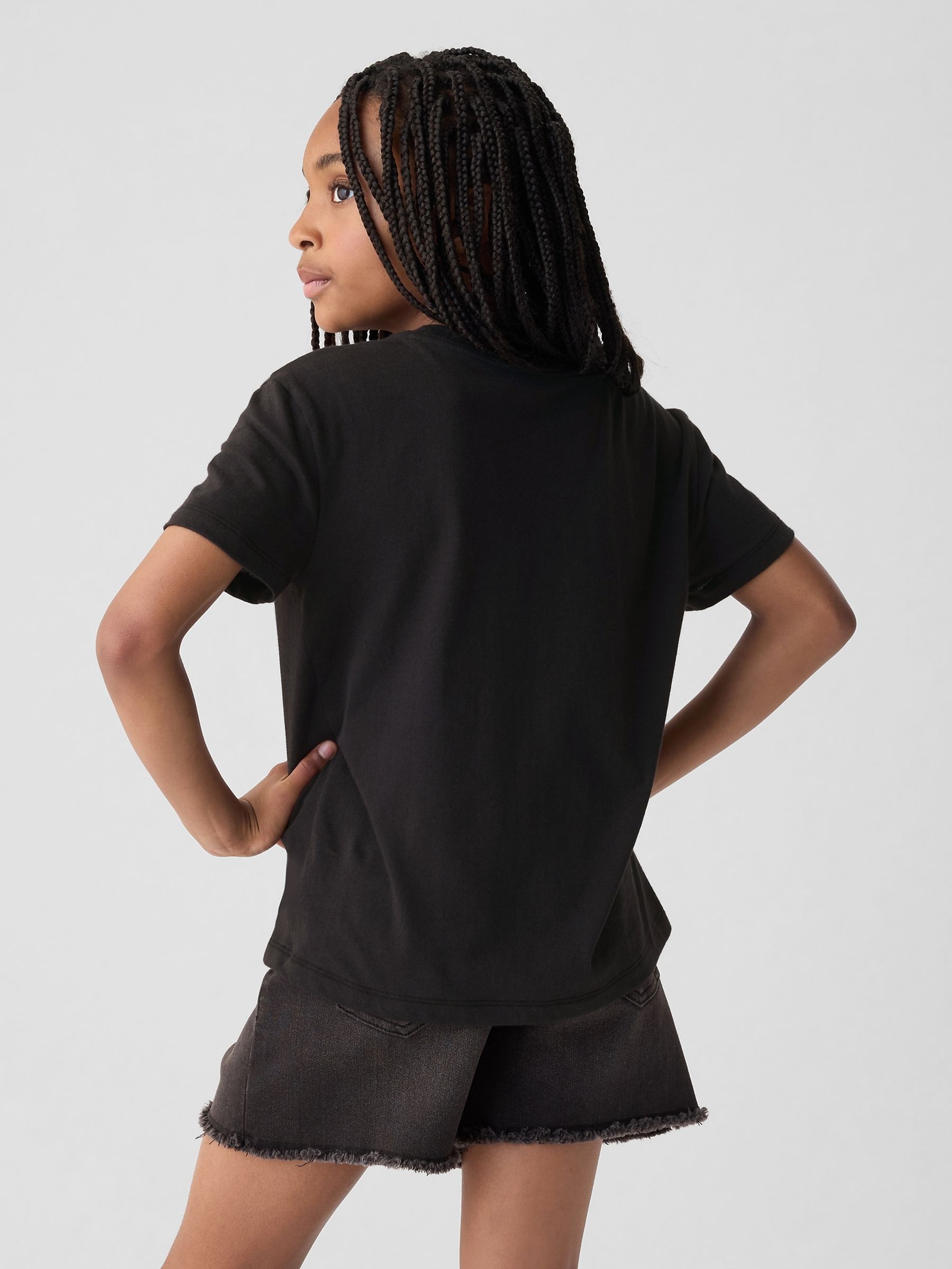 Black Floral Sequin Graphic Short Sleeve Crew Neck T-Shirt (4-13yrs) - Image 3 of 4