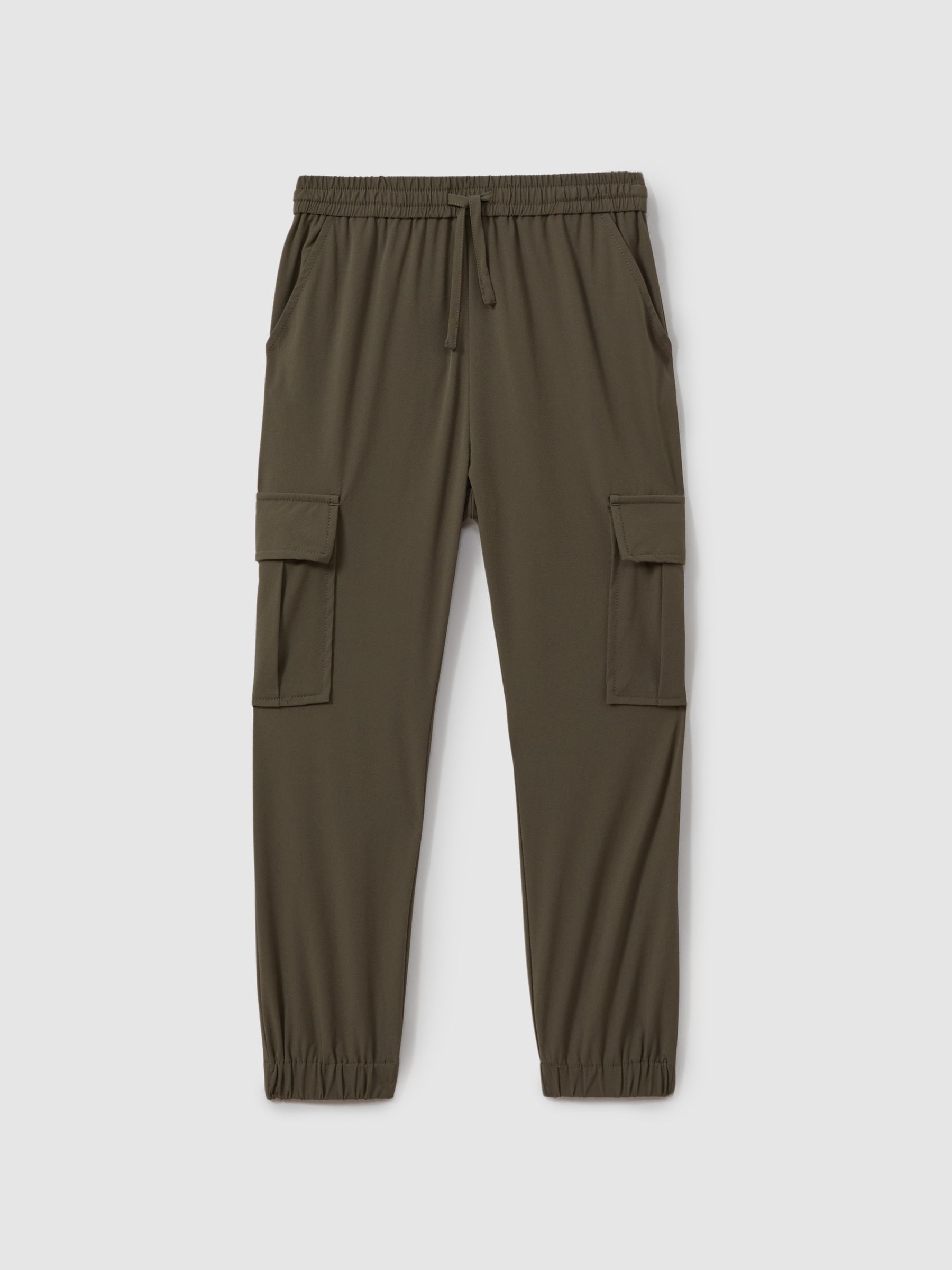 3-9 yrs Technical Drawstring Cuffed Cargo Trousers in Khaki Green - Image 2 of 4