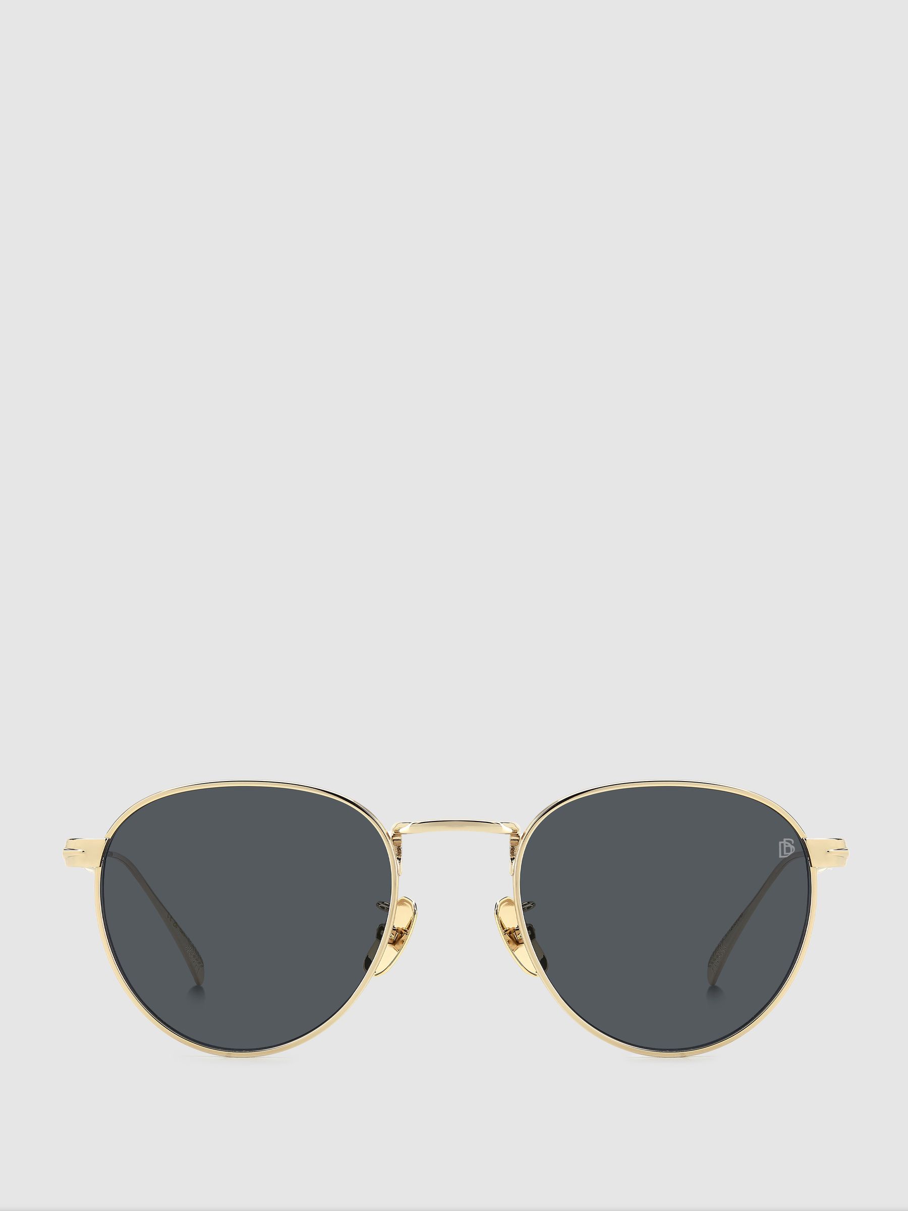 Eyewear by David Beckham Round Trim Sunglasses in Gold/Black - Image 1 of 4 Eyewear by David Beckham Round Trim Sunglasses in Gold/Black - Image 1 of 4